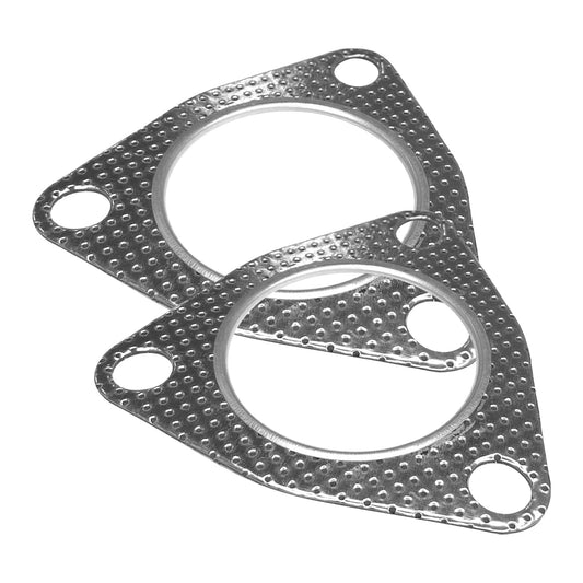 3 Bolt Exhaust Gasket For 2.5 Inch Flange Three Hole Seal With Graphite Core And Fire Ring, High Temperature 63.5mm Catalytic Converter Gaskets For Manifold Header Muffler Dump Pipe, 2 Pack