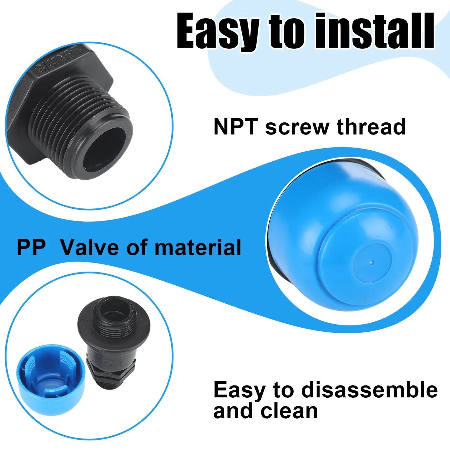 2 Pack Three Quarter Inch Air Release Valve For Drip Irrigation Systems with NPT screw thread and PP material