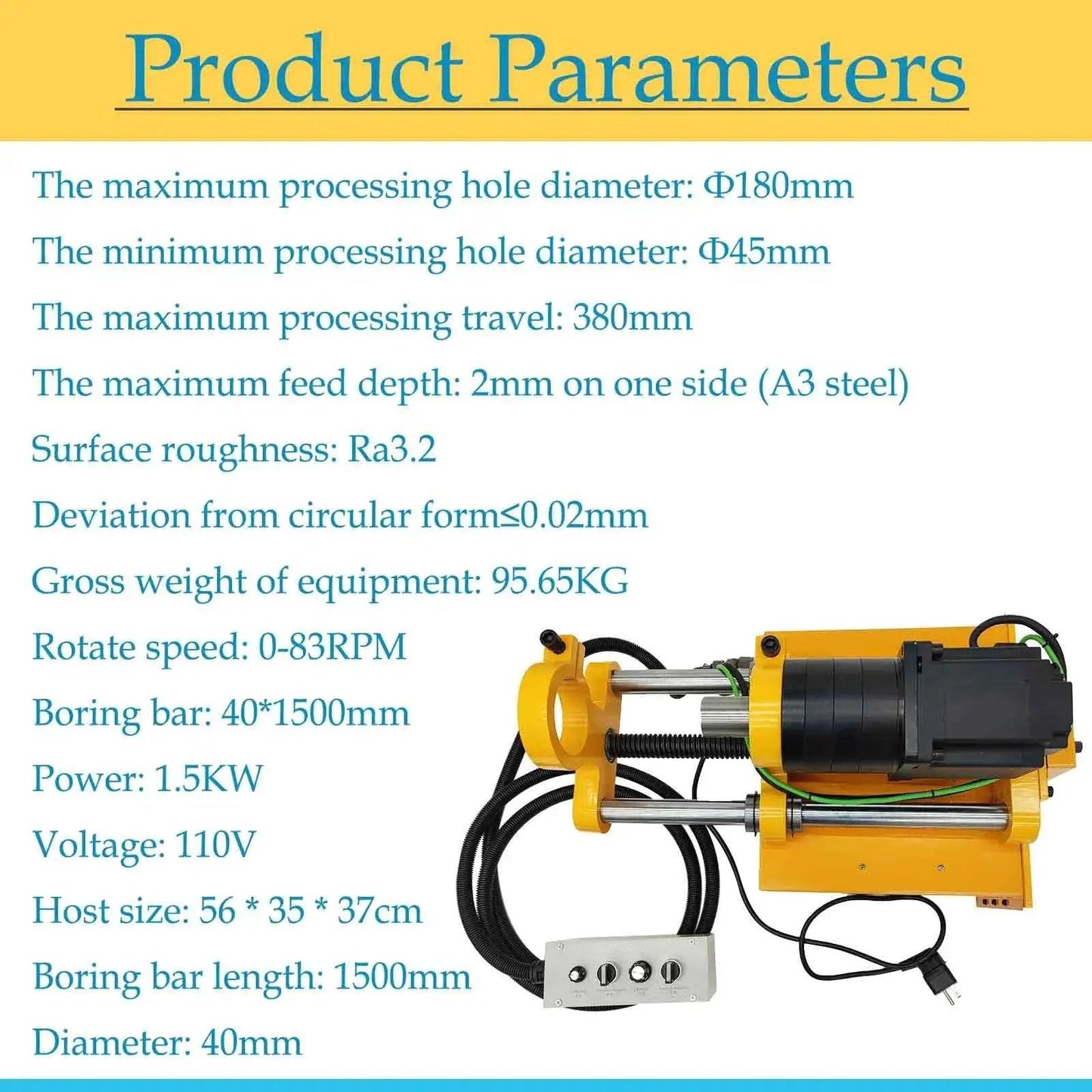 Workshop Ready 110V Hole Drilling Machine For Engineering Machining Delivers 45 To 180 Mm Hole Range with Product Parameters