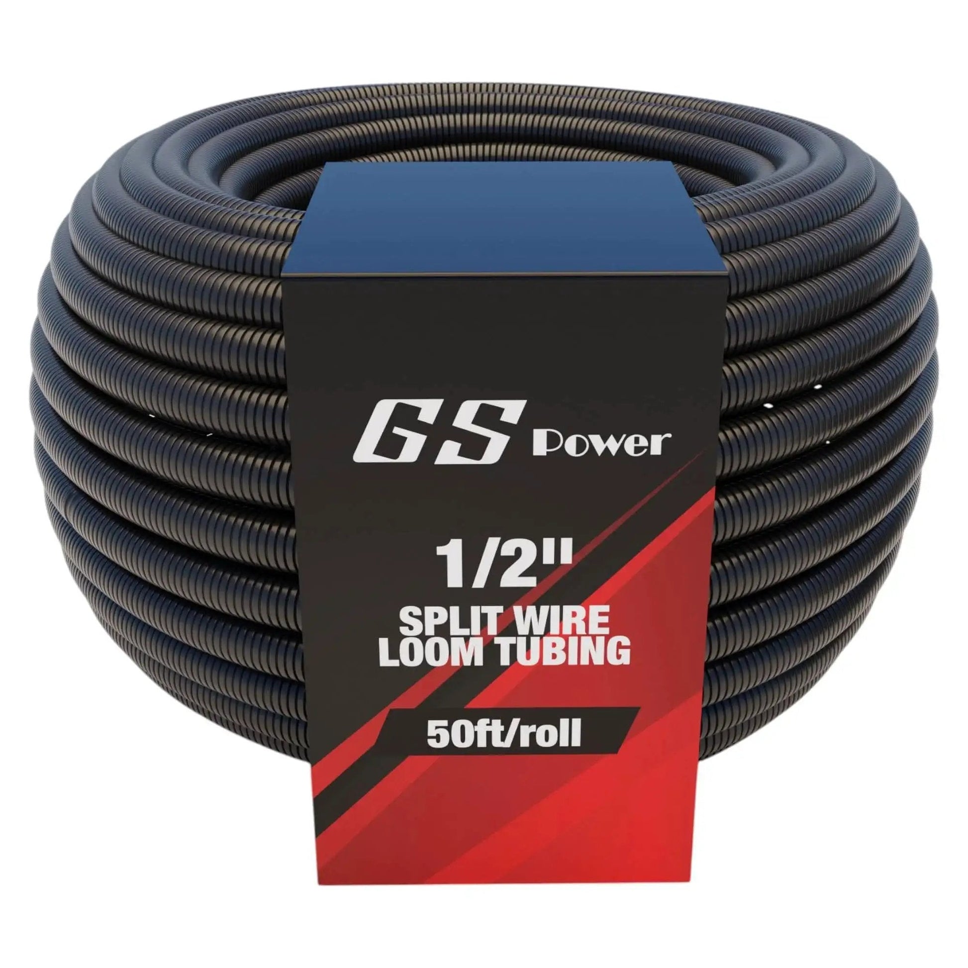 Split Wire Loom Tubing For Auto And Industrial Wires Half Inch By 50 Ft Split Cable Sleeve Protector Flexible Outdoor High Temperature Conduit For Easy Wire Management Durable Cover For Automotive And DIY Projects GS Power.
