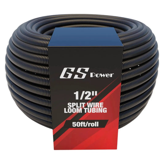 Split Wire Loom Tubing For Auto And Industrial Wires Half Inch By 50 Ft Split Cable Sleeve Protector Flexible Outdoor High Temperature Conduit For Easy Wire Management Durable Cover For Automotive And DIY Projects GS Power.