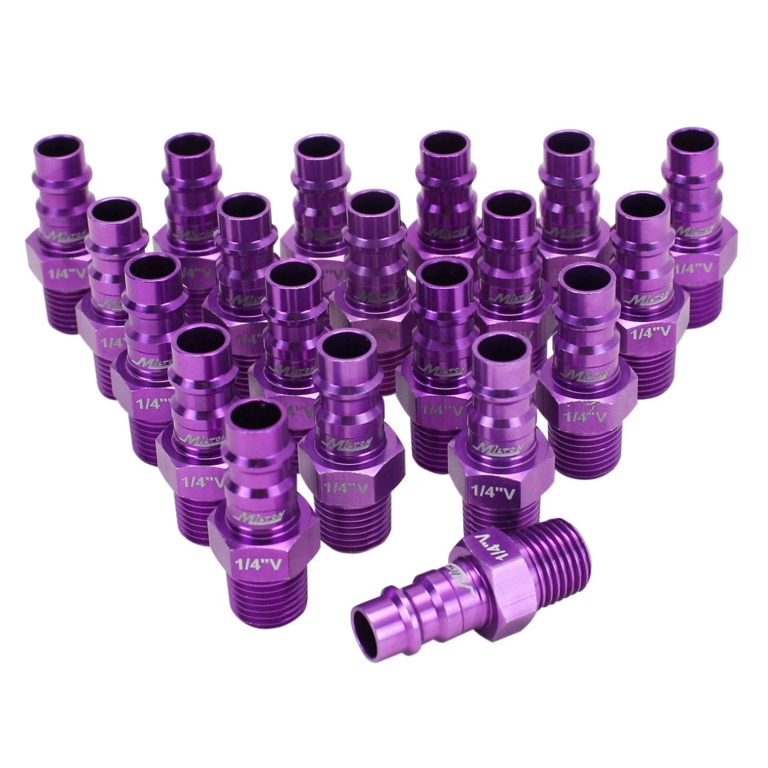 ColorFit HighFlowPRO V Style Purple Air Line Plugs Quarter Inch NPT Male Box Of 20 760VC20 Durable Color Coded Pneumatic Fittings