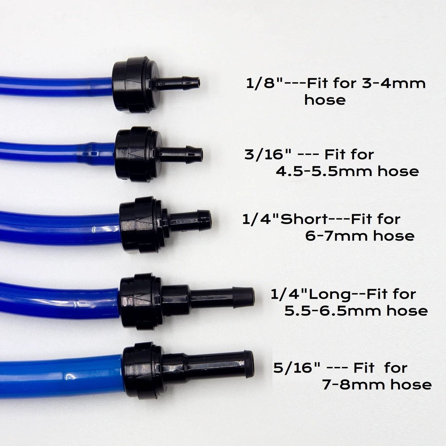 Automotive PA66 Spring Check Valves For High Temp And Corrosion Resistance, Fits 1/8 Inch, 3/16 Inch, 1/4 Inch, 5/16 Inch Hose