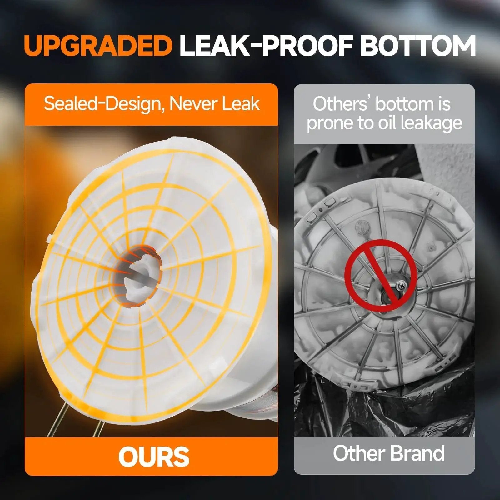 Comparison of oil extractor bottoms showing the Dual Mode Oil Extractor 6.5L For Oil Change With 4 Tubes And Brake Bleed Hose