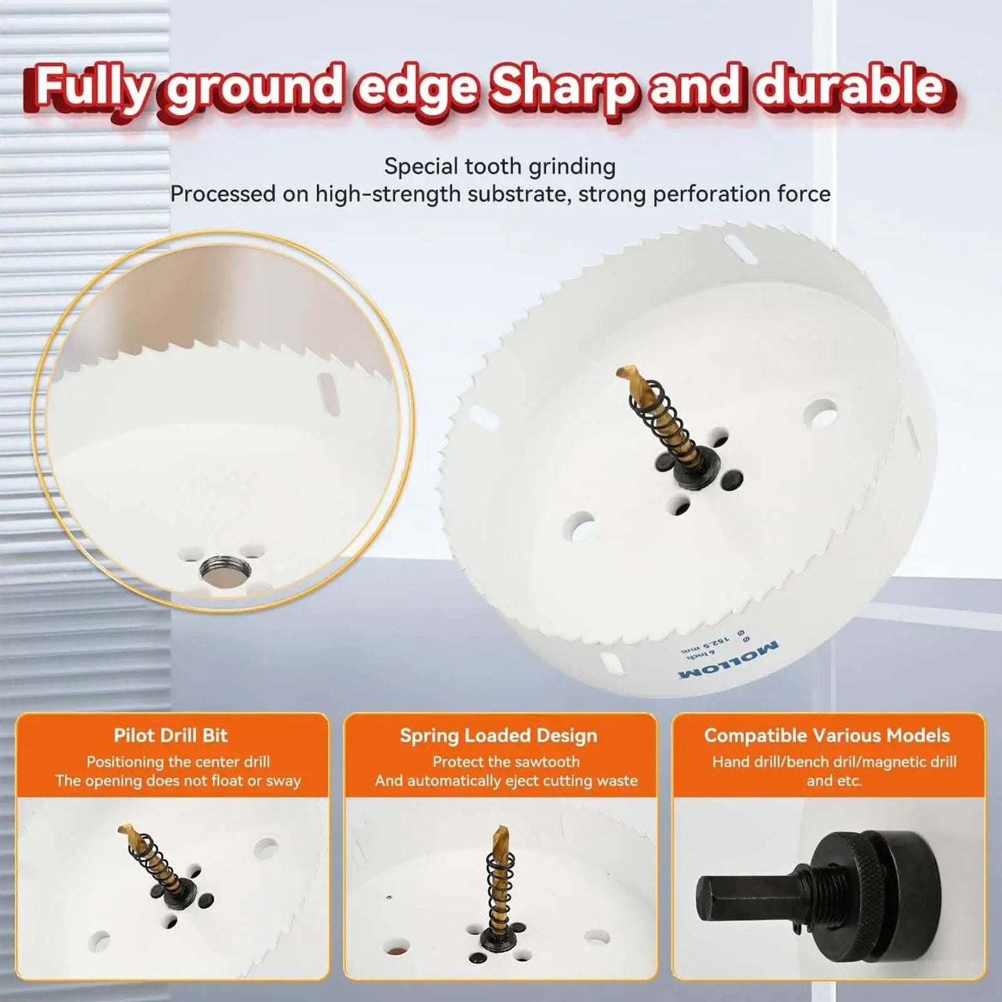 Heavy Duty Bi Metal Hole Saw Set 19mm And Three Quarter Inch HSS M42 With Eight Percent Cobalt Arbor And Two Pilot Drill Bits