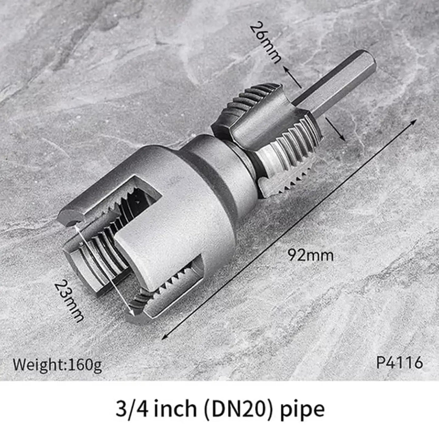 Dope 4 In 1 Water Pipe Wrench And Pipe Threader Kit For PVC Pipes Internal And External Threading Tool showing 3/4 inch size