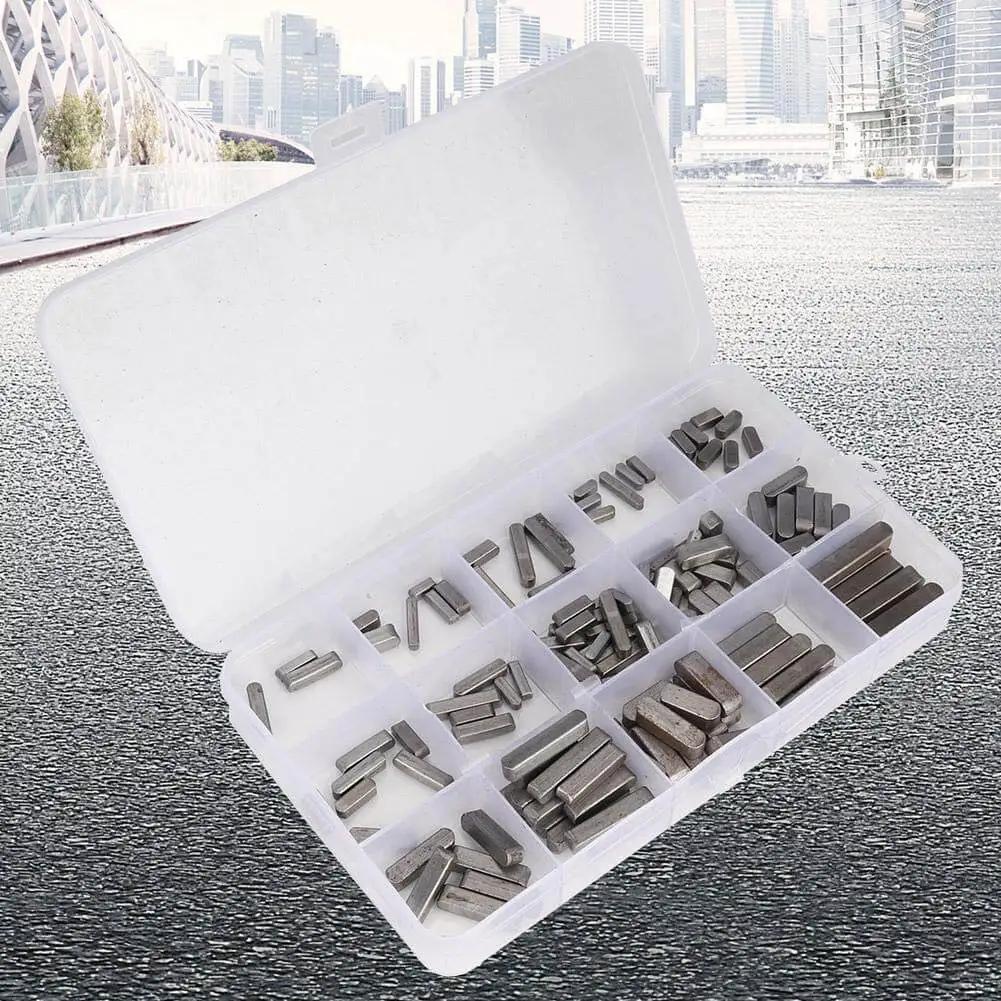 Woodruff Key Set 140 Piece Pro Grade Stainless Steel Keyway Assortment For Shaft Fastening 12mm 16mm 20mm 25mm displayed in case