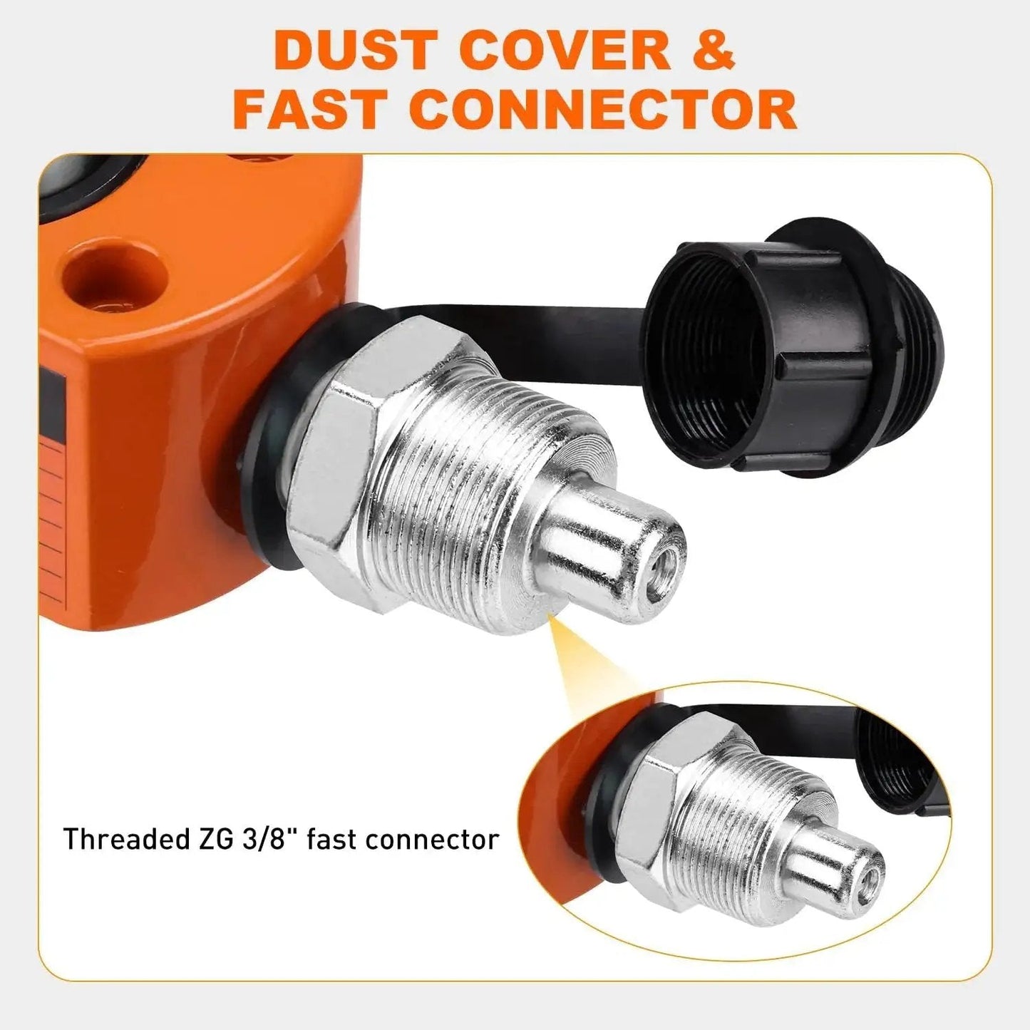 Threaded ZG 3/8" fast connector of 5 Ton Hydraulic Porta Power Jack Low Profile With 0.24in Stroke Auto Retract