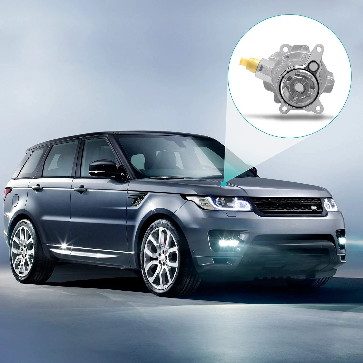 Direct Fit Brake Booster Vacuum Pump OE Replacement For Ford Edge Escape Focus Fusion Lincoln Range Rover Jaguar Land Rover 2 0L With Part Numbers LR047384 LR025601 LR039592 BB5Z2A451C AULINK, shown with Range Rover in background