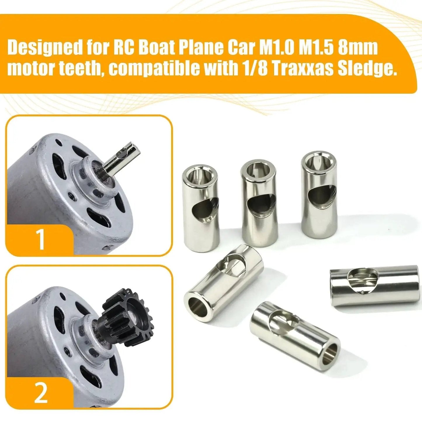 Universal 3.175mm To 5mm Motor Gear Adapter Sleeve Set For 1/10 RC Cars Boats Planes Stainless Steel Pinion Reducer For Traxxas