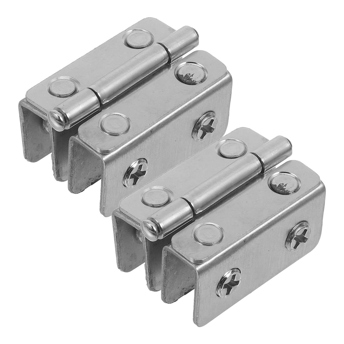 2 Pack Heavy Duty Stainless Steel Glass Door Hinges Adjustable Thickness For Cabinets Display Cases And Wine Cabinets Decorative And Durable Easy Installation No Drilling Strong Support For Glass Doors