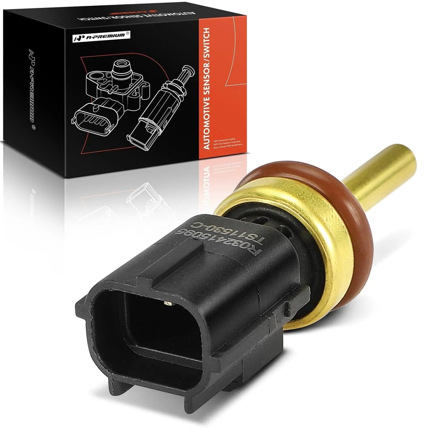 Engine Coolant Temperature Sensor For Volvo Models 2004 To 2016 Compatible With XC60 XC90 S60 S80 C70 V60 C30 S40 V50 V70 Replacement Part From APremium OEM Grade Direct Fit Easy Install shown with box packaging