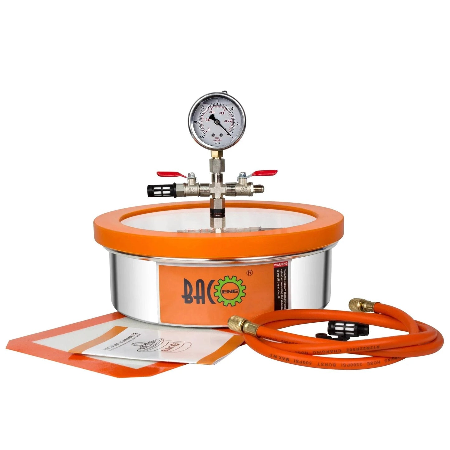 1 Gallon Flat Vacuum Chamber Kit For Resin Degassing And Epoxy Projects, Stainless Steel Chamber With Acrylic Lid, Durable Degassing For Resin Silicone And Epoxy Casting, Reusable Over 10,000 Times, BACOENG