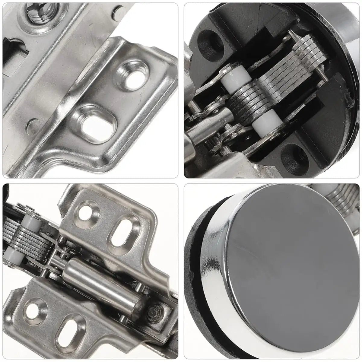 Close-up of 4 Pack Hydraulic Glass Door Hinges With Soft Close Damping For Kitchen Cabinets And Wine Cabinet Doors