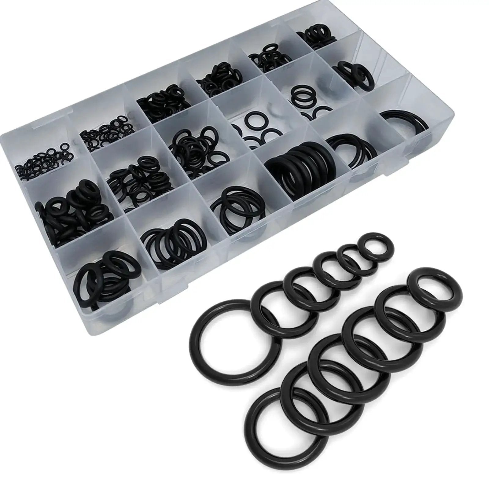Premium O Ring Kit For Every Fix For DIYers And Pros With 300 Piece Nitrile Rubber Assortment In 18 Sizes in storage box