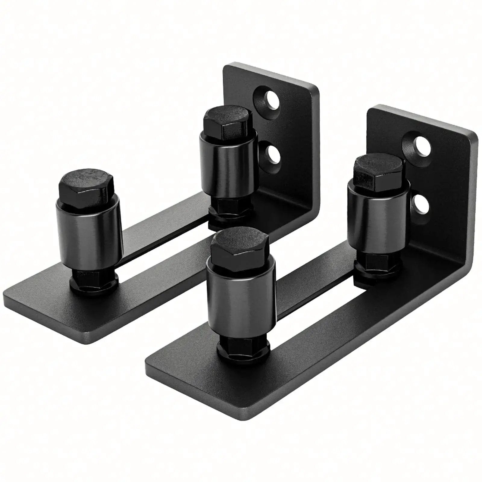 Sliding Barn Door Bottom Adjustable Floor Guide Roller Set Black For Quiet Smooth Operation, Easy To Install, Includes 2 Rollers And Hardware