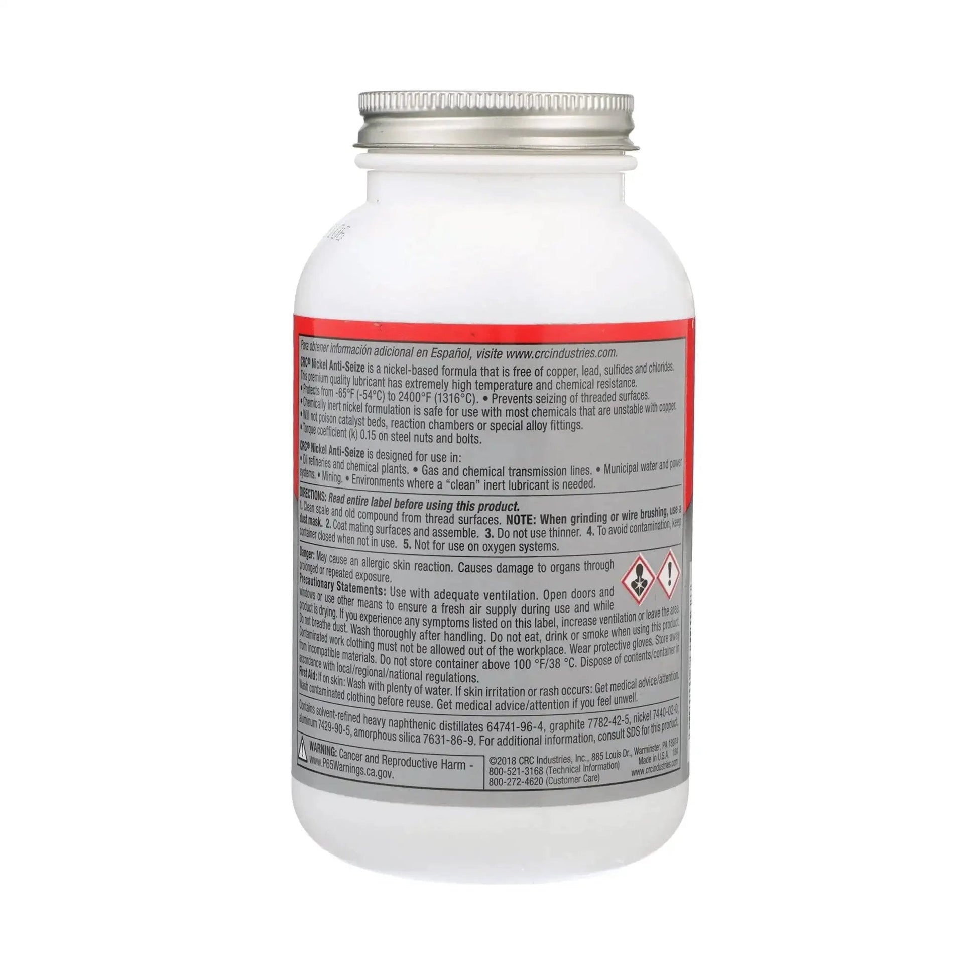 Back view of Nickel Anti-Seize And Lubricating Compound For Fittings, Bushings, Flanges, And Headers, 16 Ounce Tube By CRC Industries