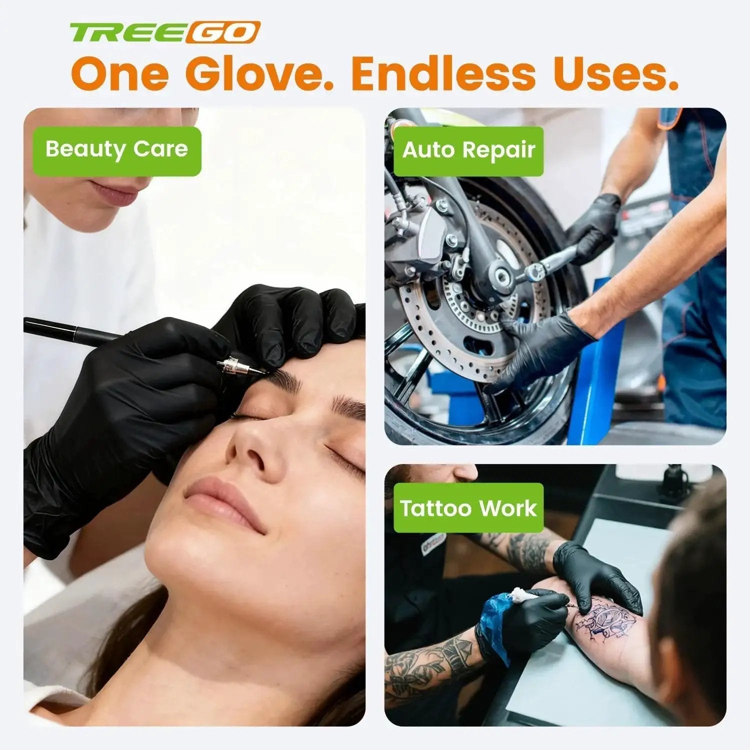 Black Nitrile Gloves 6 Mil Heavy Duty Disposable Textured Grip Powder Free used in beauty care, auto repair, tattoo work