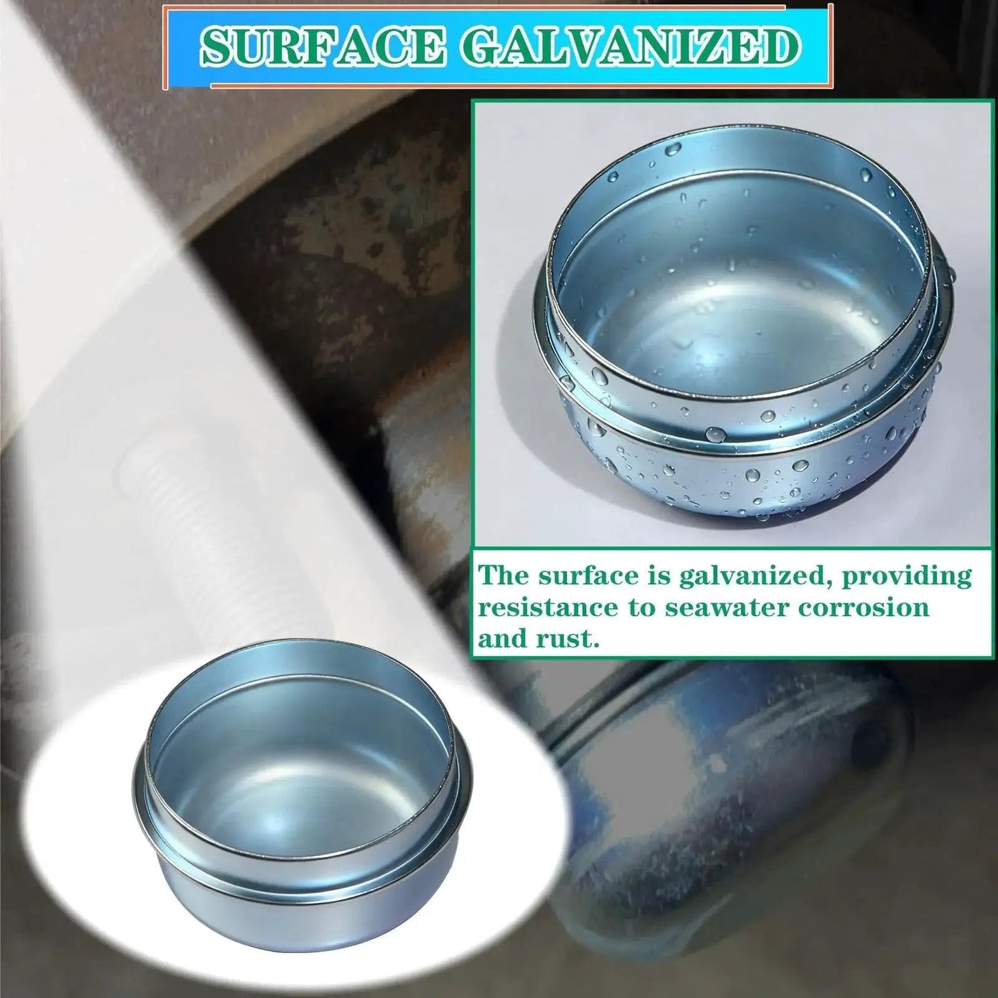 Two Pack 1.98 Inch Trailer Hub Dust Caps For EZ Lube And Standard Axles Bearing Center Replacement, galvanized surface