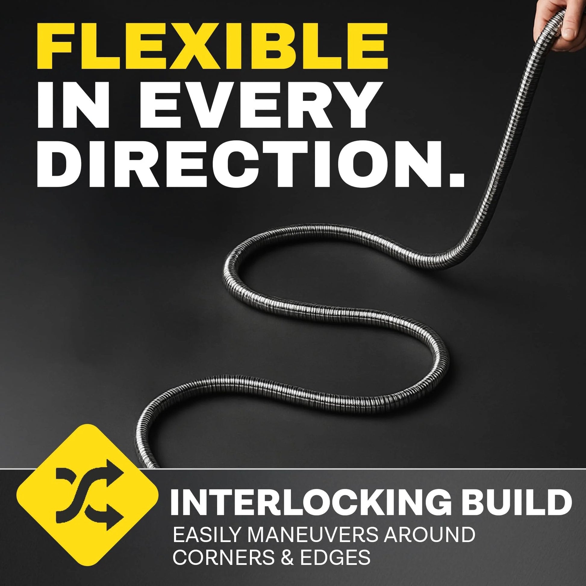 Heavy Duty 10 Ft Hose Extensions For Garden Hose Reel, Five Eighth Inch Connector, Leak Proof, Non Kinking, Flexible Hose Extension With Brass Fittings Bionic Steel showing interlocking build.