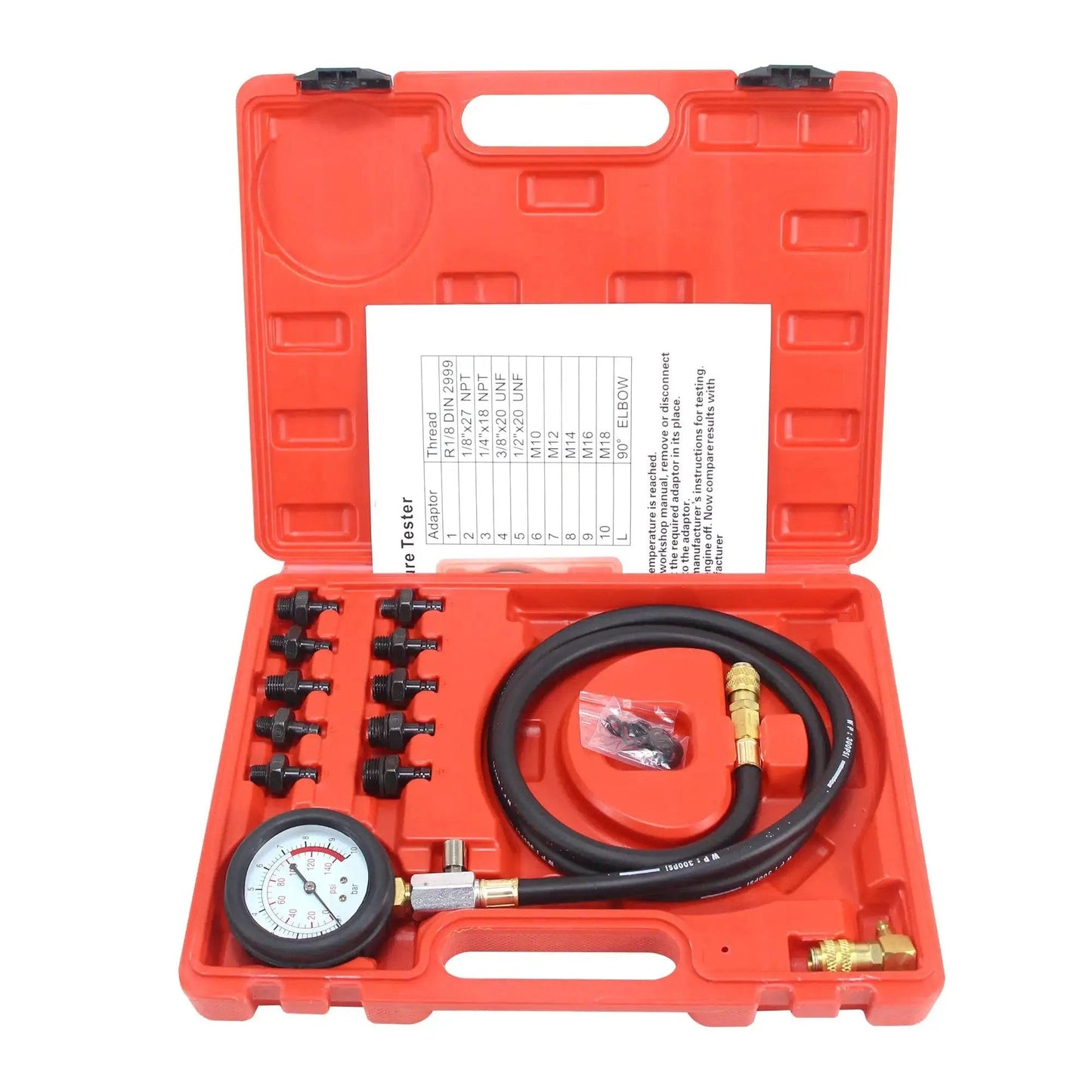 Pro Grade 0 To 140 PSI Oil Pressure Tester Gauge For Cars, ATVs, And Trucks, Realistic Pressure Readings With Quick Diagnostics in red case