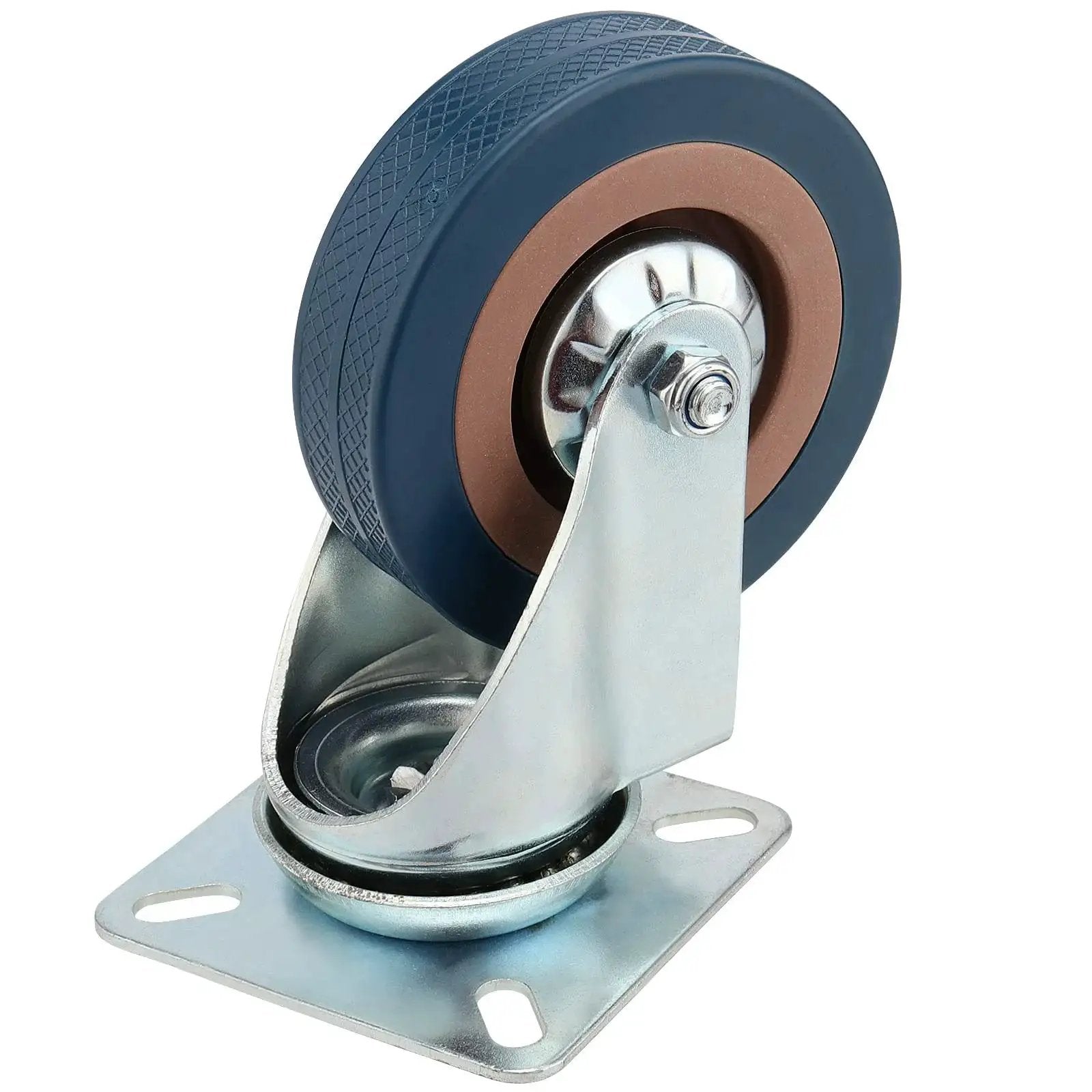 Side view of a single wheel from 8 Pack 3 Inch Caster Wheels Set With Lock Brake Heavy Duty 880 Lb Capacity Swivel Plate Casters 360 Degree Rotation.