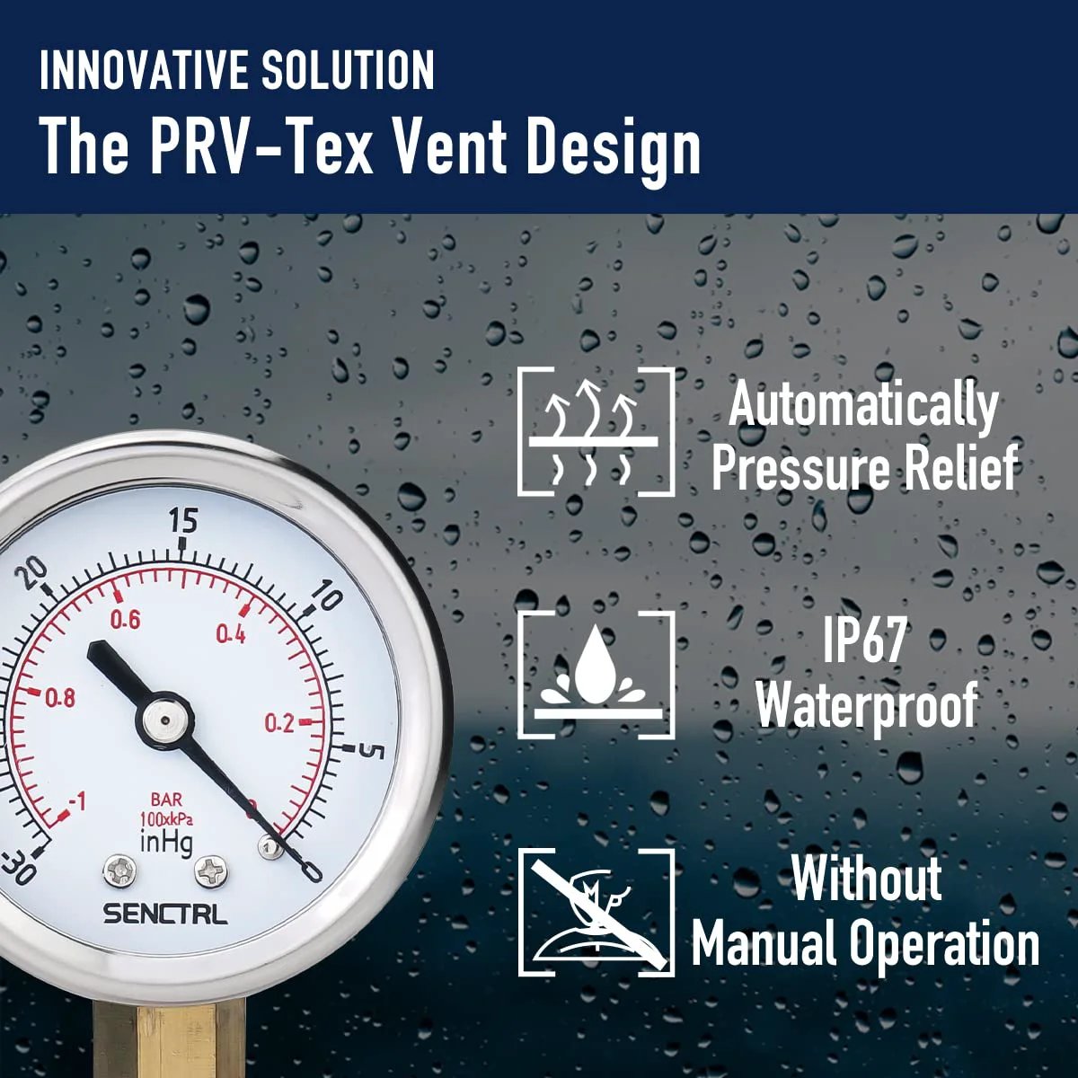 Heavy Duty 30 InHg Vacuum Pressure Gauge With Two Inch Dial And One Quarter NPT Lower Mount in Waterproof Stainless Steel Case