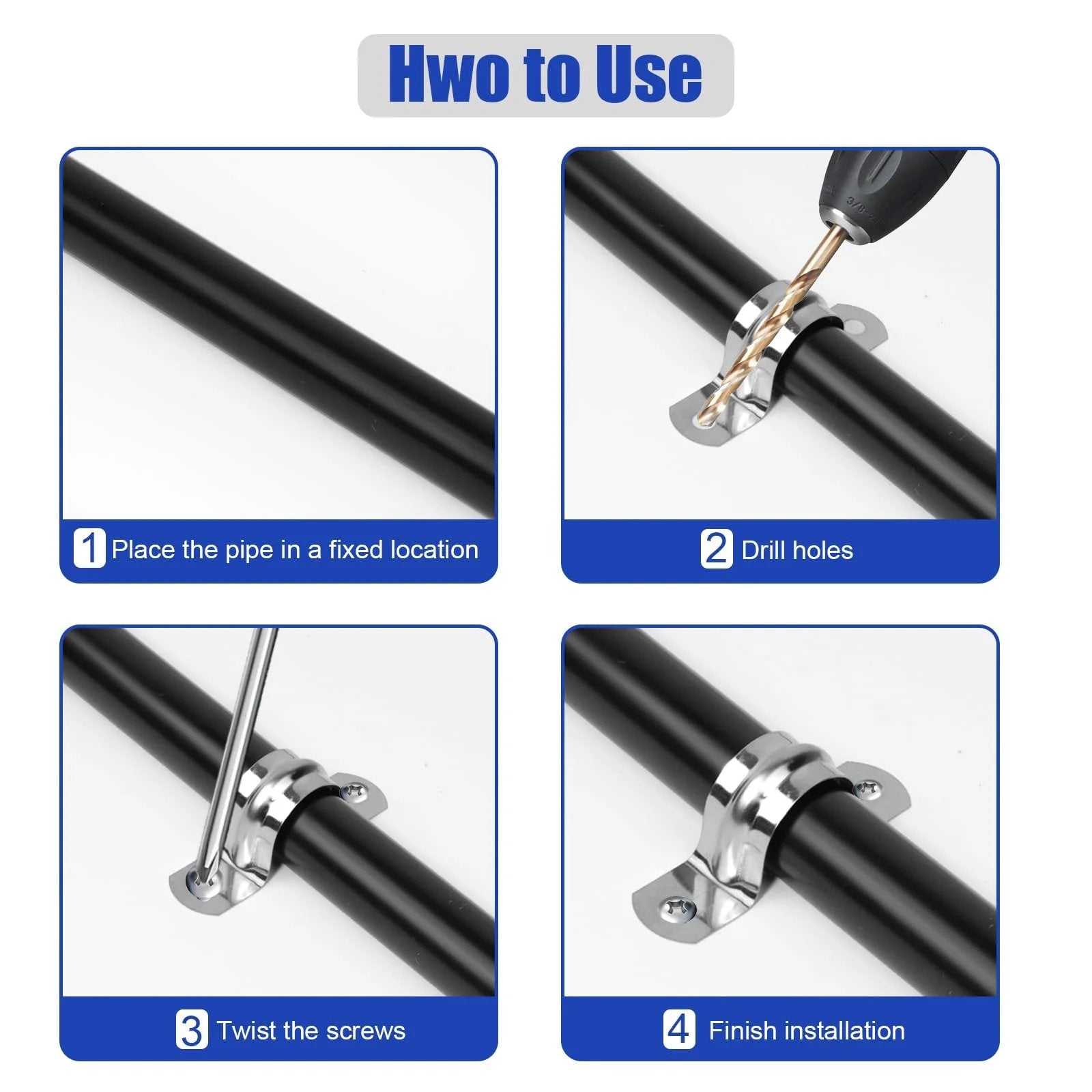 Installation guide for Heavy Duty Stainless Steel Conduit Clamps 30 Pack 3/4 Inch U Bracket Pipe Straps For Secure Fixing