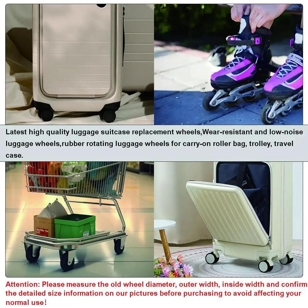 Set Of 4 Luggage Replacement Wheels 64x24mm Wear Resistant Rubber Rolling Wheels Low Noise For Trolley Travel Case Carry On
