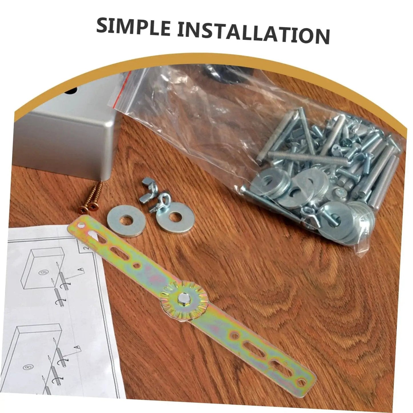 Adjustable Angle Hinge For Bed Sofa And Cupboard By Alipis Beefy Heavy Duty Auto Reset with screws and installation guide on table