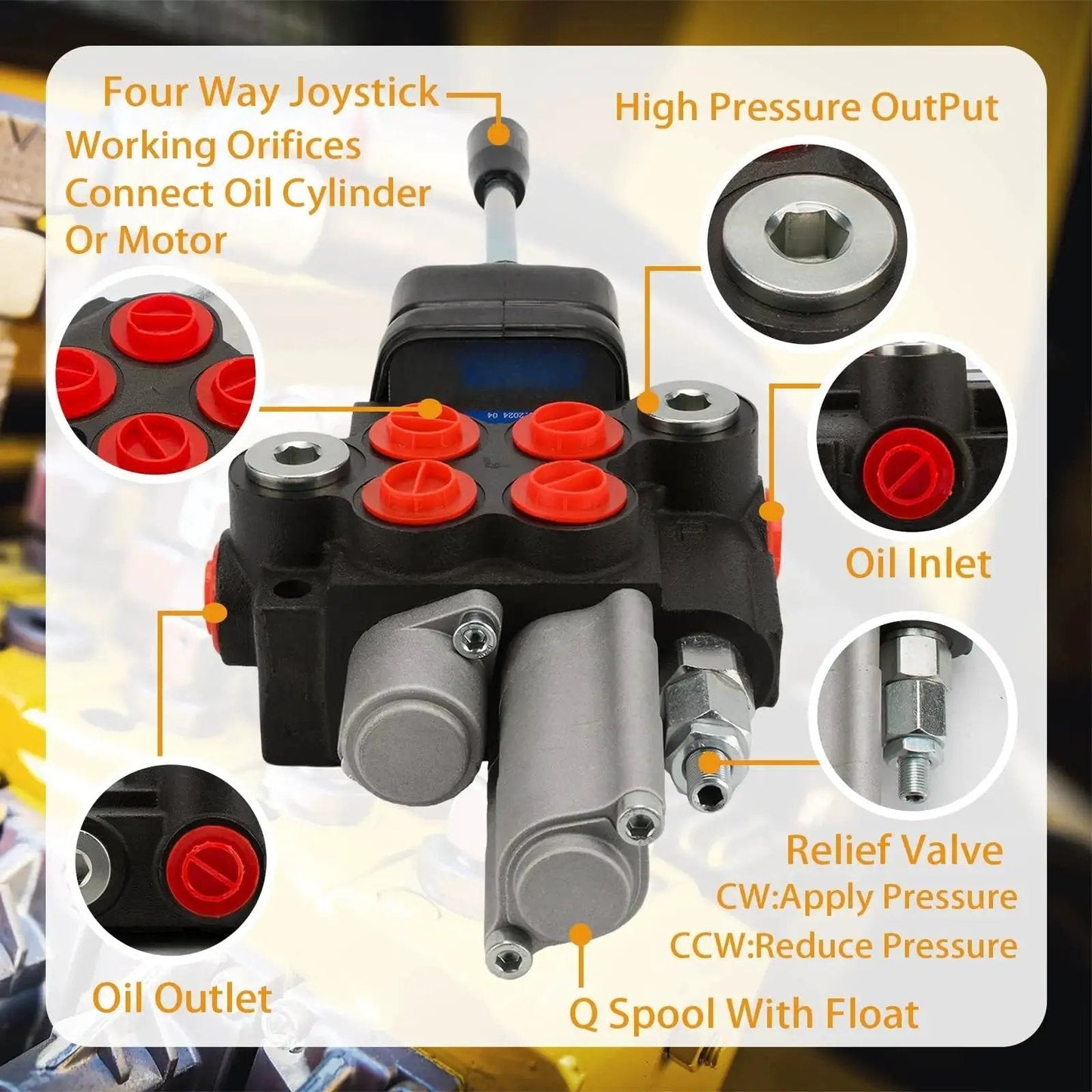 Hydraulic Control Valve With Float, 2 Spool, 11 GPM Directional Valve For Log Splitters, Tractors, And Loaders, by JAHEZYAN