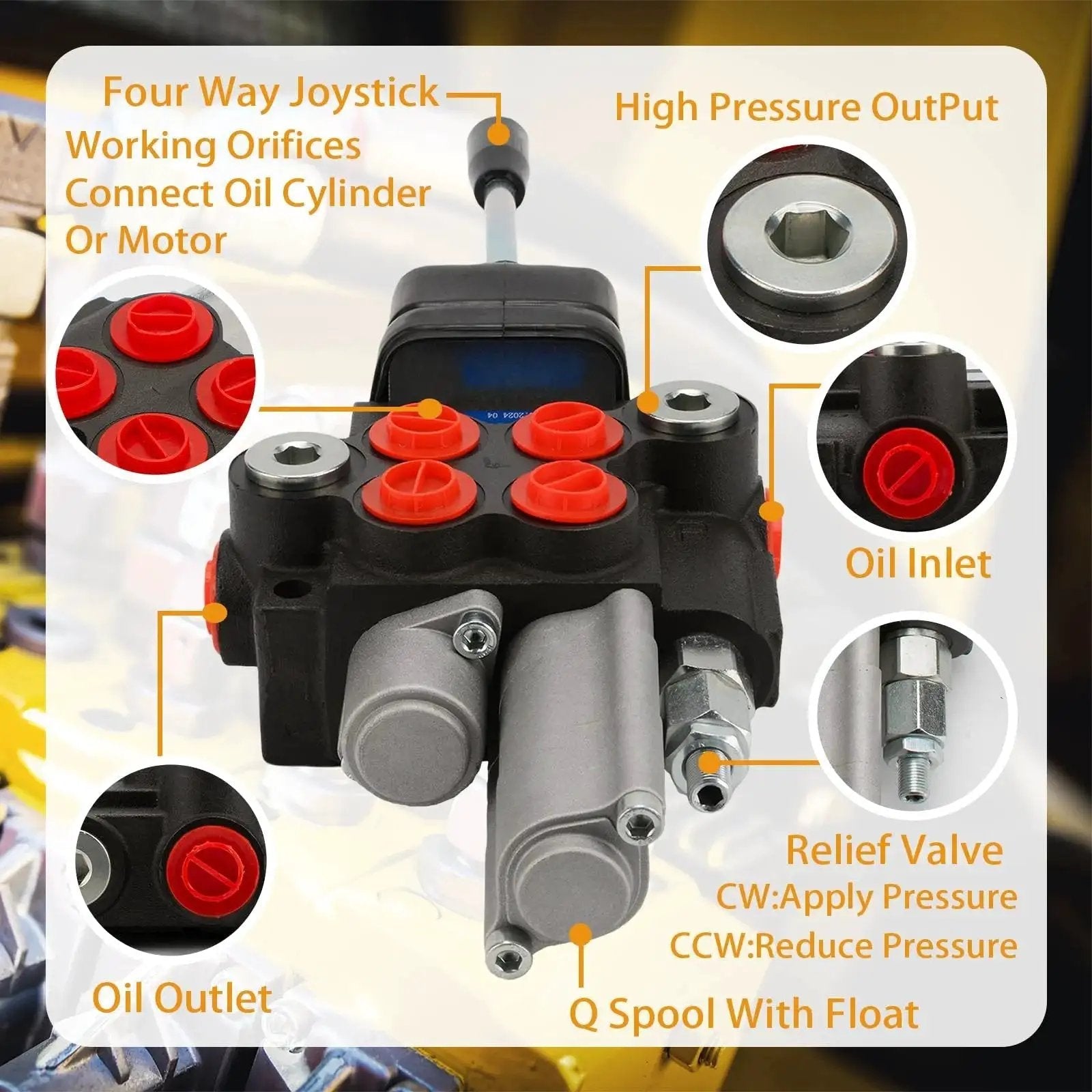 Hydraulic Control Valve With Float, 2 Spool, 11 GPM Directional Valve For Log Splitters, Tractors, And Loaders, by JAHEZYAN