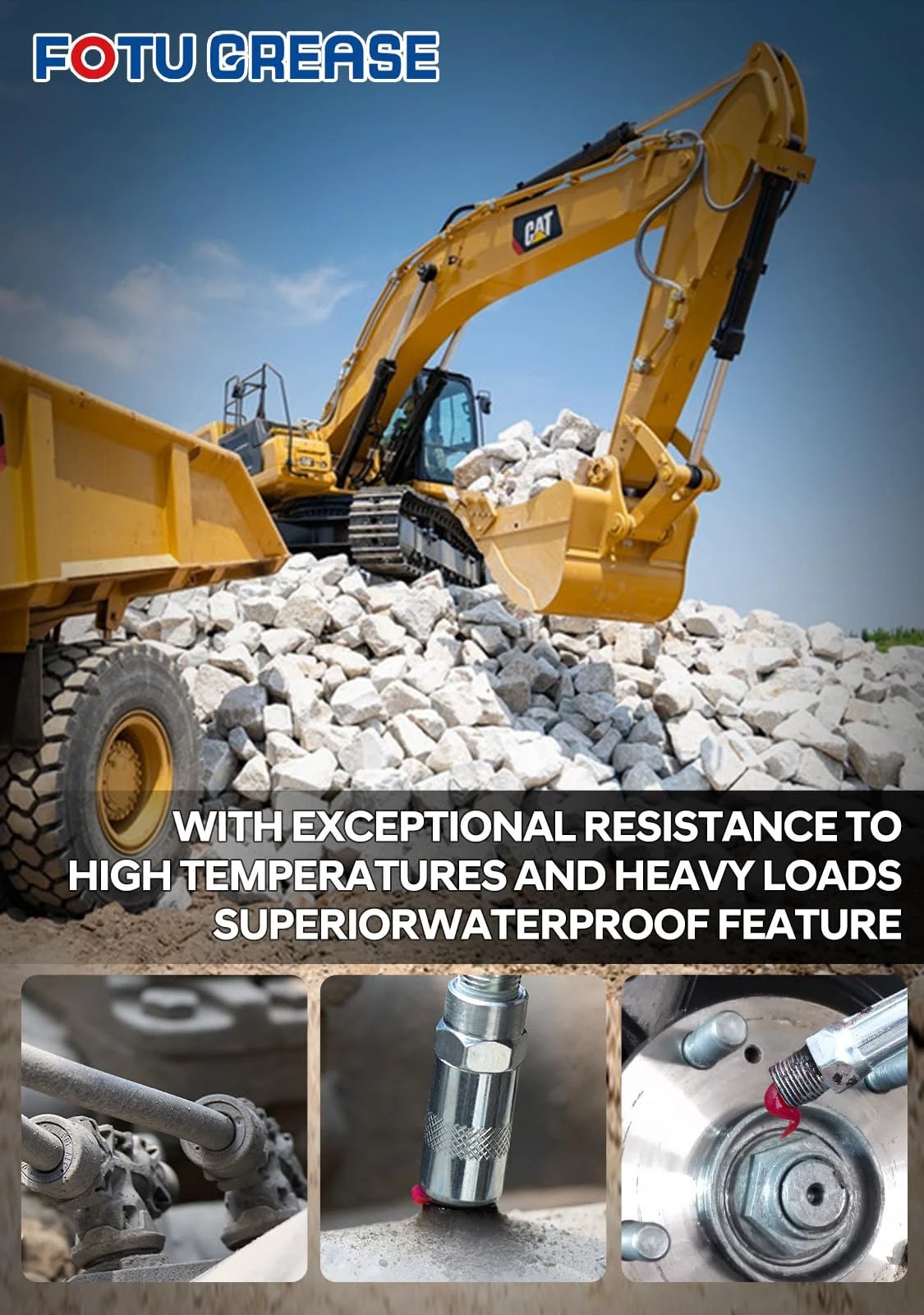 Ultra Heavy Duty Red Wheel Bearing Grease Two Lithium Complex, Multi Purpose Lubricant Built For Tough Conditions with excavator