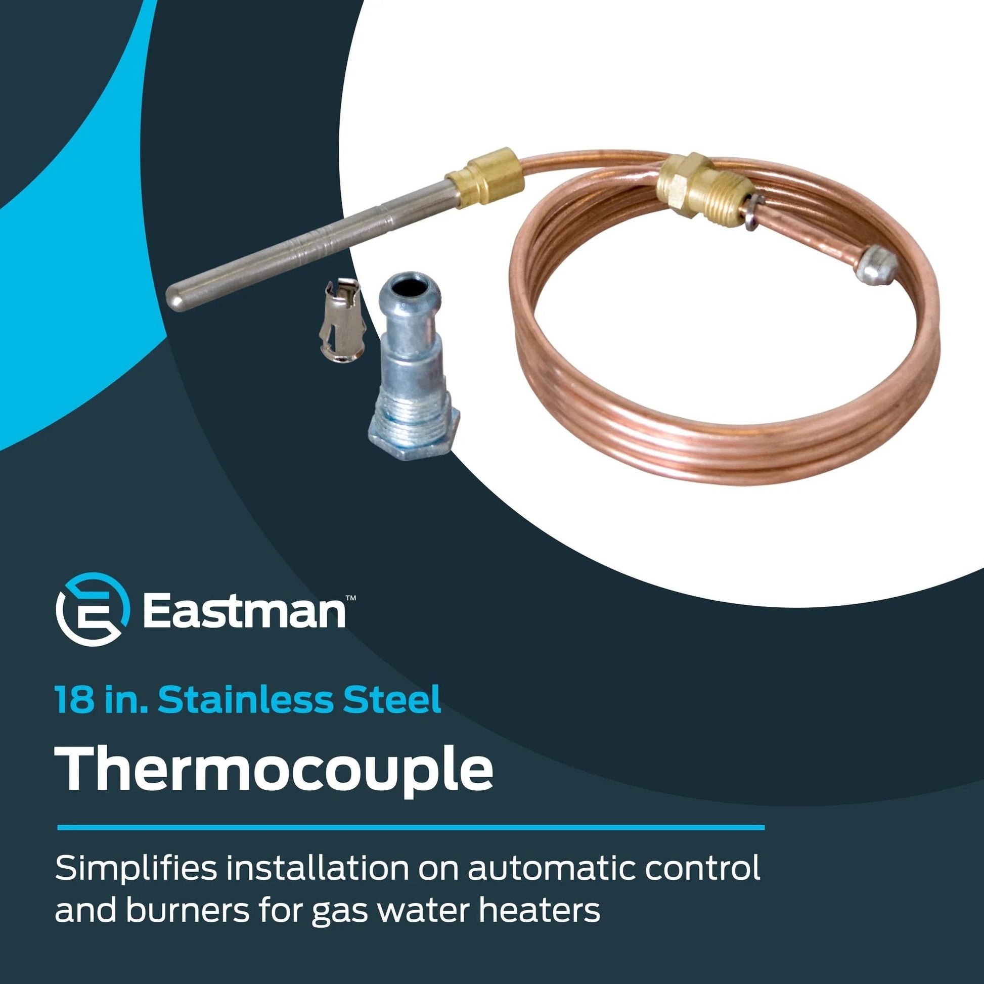 18 Inch Gas Thermocouple With Stainless Steel Head For Water Heaters Copper Core Sensor For Reliable Flame Sensing