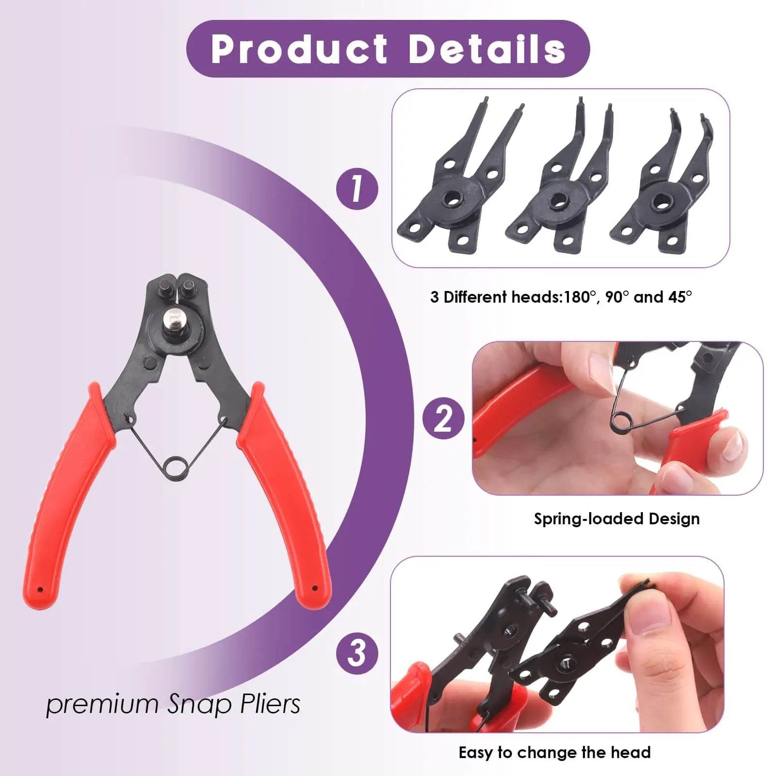 All In One 4 In 1 Snap Ring Pliers Kit With 262 Pcs External And Internal Retaining Rings 6 Sizes From 4mm To 30mm shown with pliers and interchangeable heads.