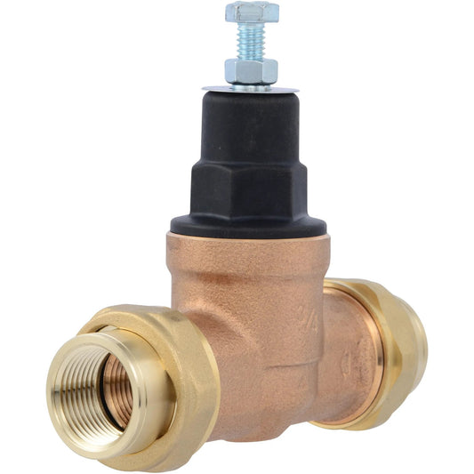 Direct Pressure Regulating Valve For Home Plumbing Three Quarters Inch NPT Female Double Union Beefy Brass Body 60 PSI Adjustable PRV With Poly Top EB45 PVA16PDUTH60 By Cash Acme