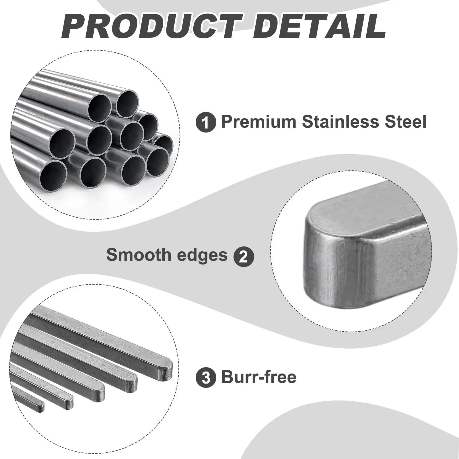 Round Ended Feather Keys Set, 20 Pcs, 50x8x7mm Stainless Steel Drive Shaft Keys For Keyway Stock And Mechanical Fasteners