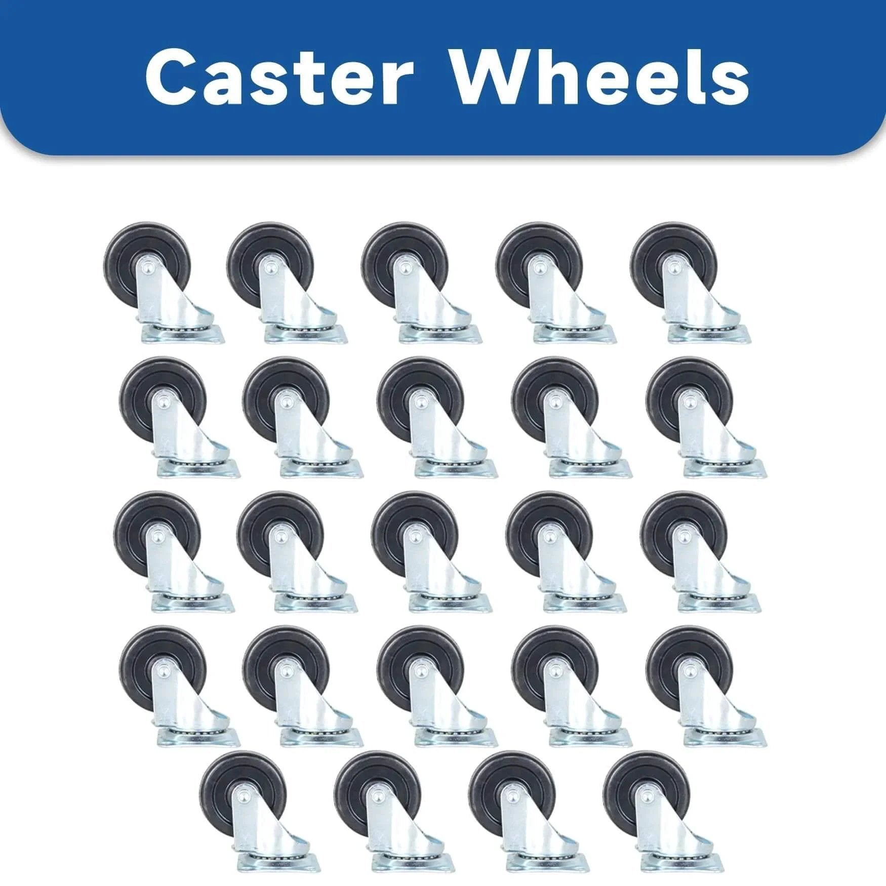 24 Pack 2 Inch Swivel Caster Wheels With Top Plate And Double Bearing Heavy Duty Steel And Polyurethane 25kg Per Wheel