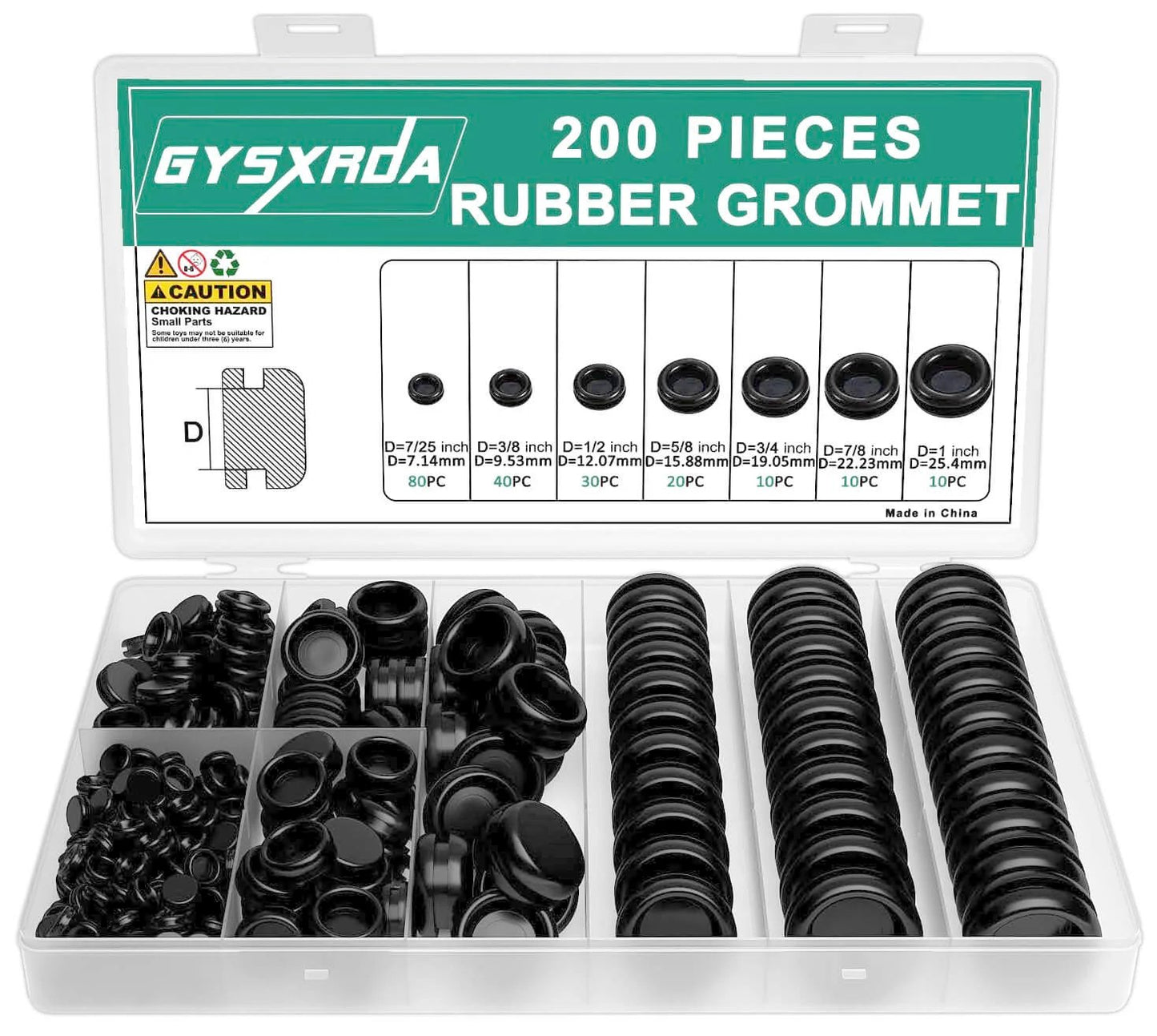Rubber Grommet Kit 200 Pack With 7 Sizes For Firewall Holes And Cable Management Automotive Home Improvement Cord Pipe And Wire Organization