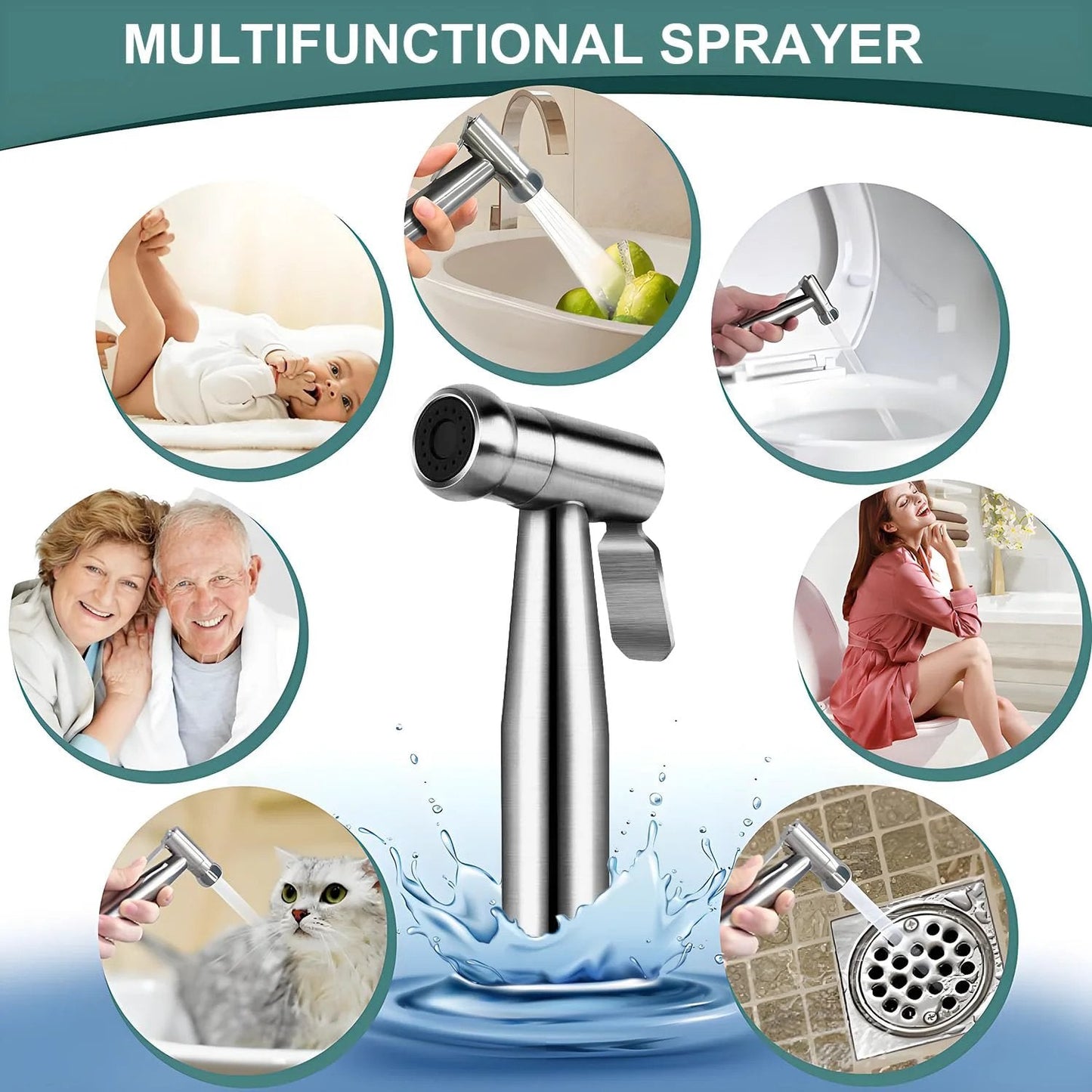 Handheld Bidet Sprayer For Toilet With Premium SUS304 Stainless Steel Attachment Set And Leak Free Design Anti Leak Hose High Pressure Water Control For Feminine Wash Cloth Diaper Cleaning Muslim Shower Easy Install