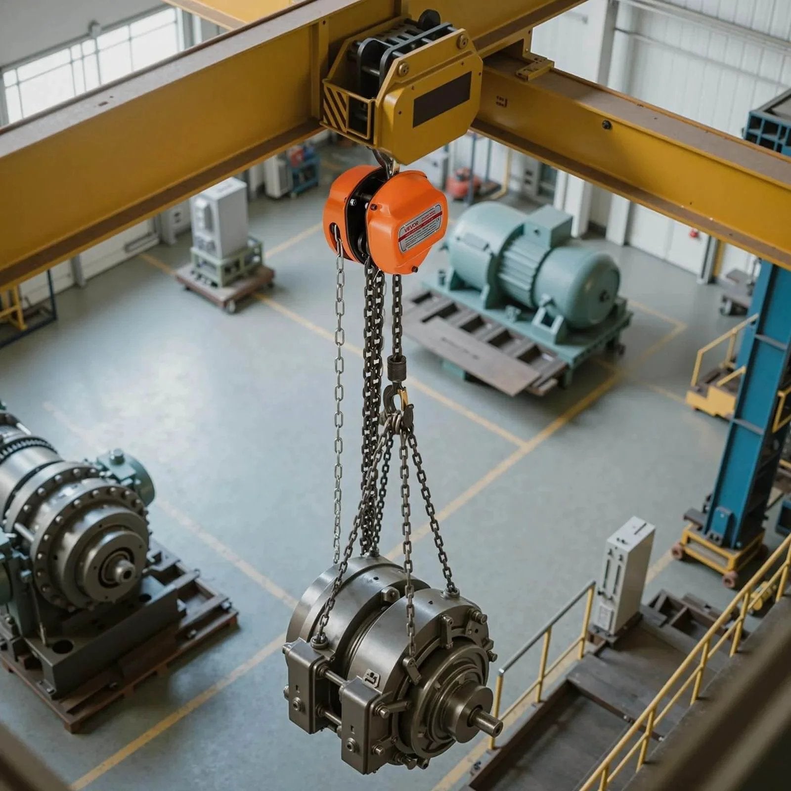 Hand Chain Hoist 1100 Lb Capacity Half Ton With 10 Ft Lift Galvanized G80 Chain in industrial setting