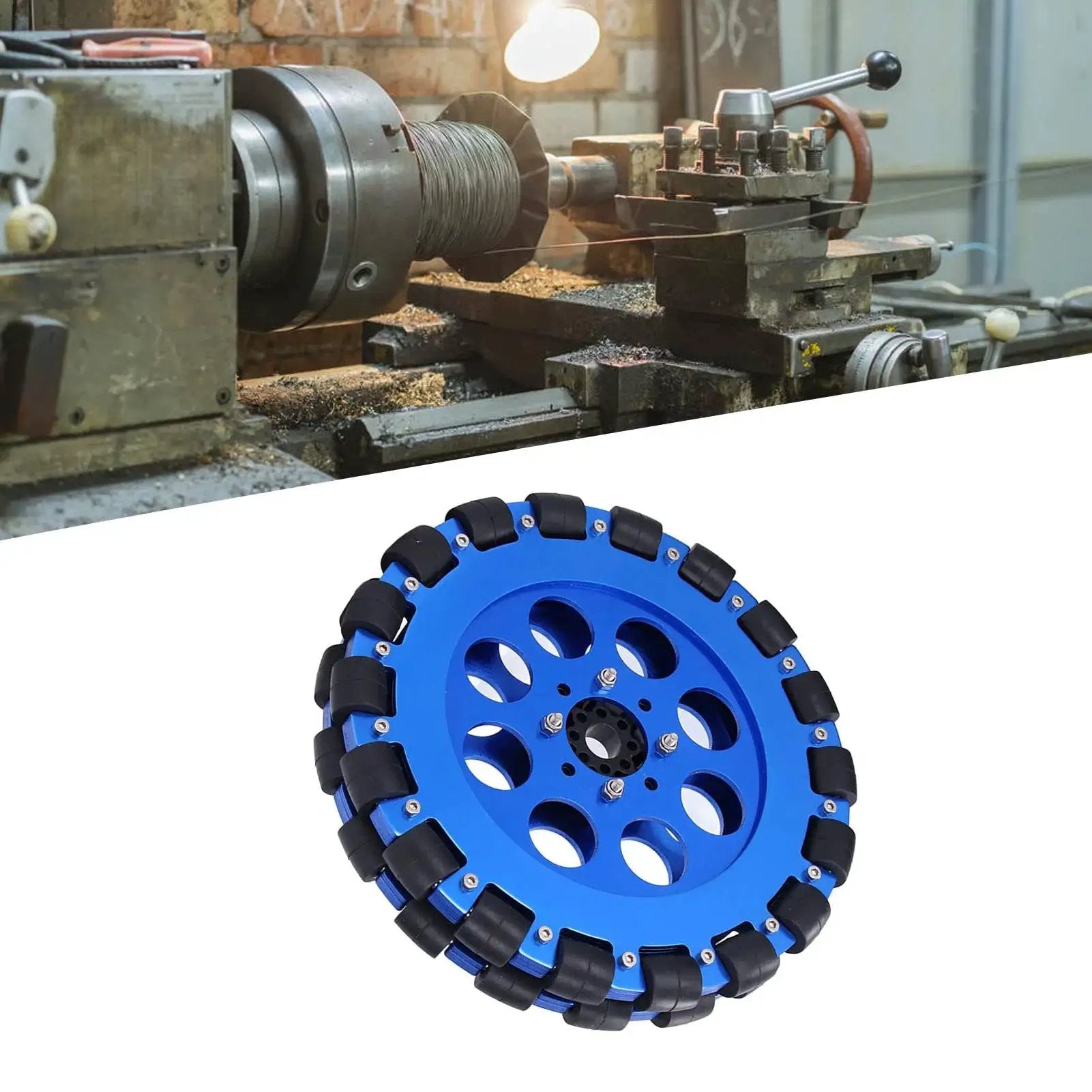 8 Inch Two Wheel Omni Wheel Set With Aluminum Hub For Smooth 360 Degree Movement Dual Bearings And Multi Subdivided Circular Structure.