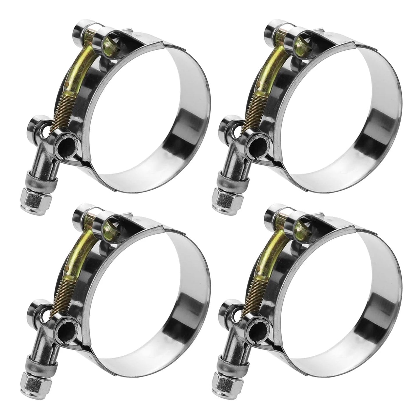 4 Pack 1 Inch T Bolt Hose Clamps For 1 Inch I D Hoses 304 Stainless Steel Heavy Duty Turbo Intake Clamp With Solid Grip, Working Range 1.26 To 1.46 Inches Fits 32 To 37 Millimeter Hoses 5mm Wall Thickness WYSIWYKA