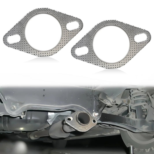 2.5 Inch Exhaust Gasket High Temp 2 Bolt Flange Gasket For Muffler OEM 120-06310-0002 Universal Fit For Bolts Under 12mm Bolt Hole Spacing 3.78 To 4.57 Inches Beefy Durable Exhaust Seal For Cars