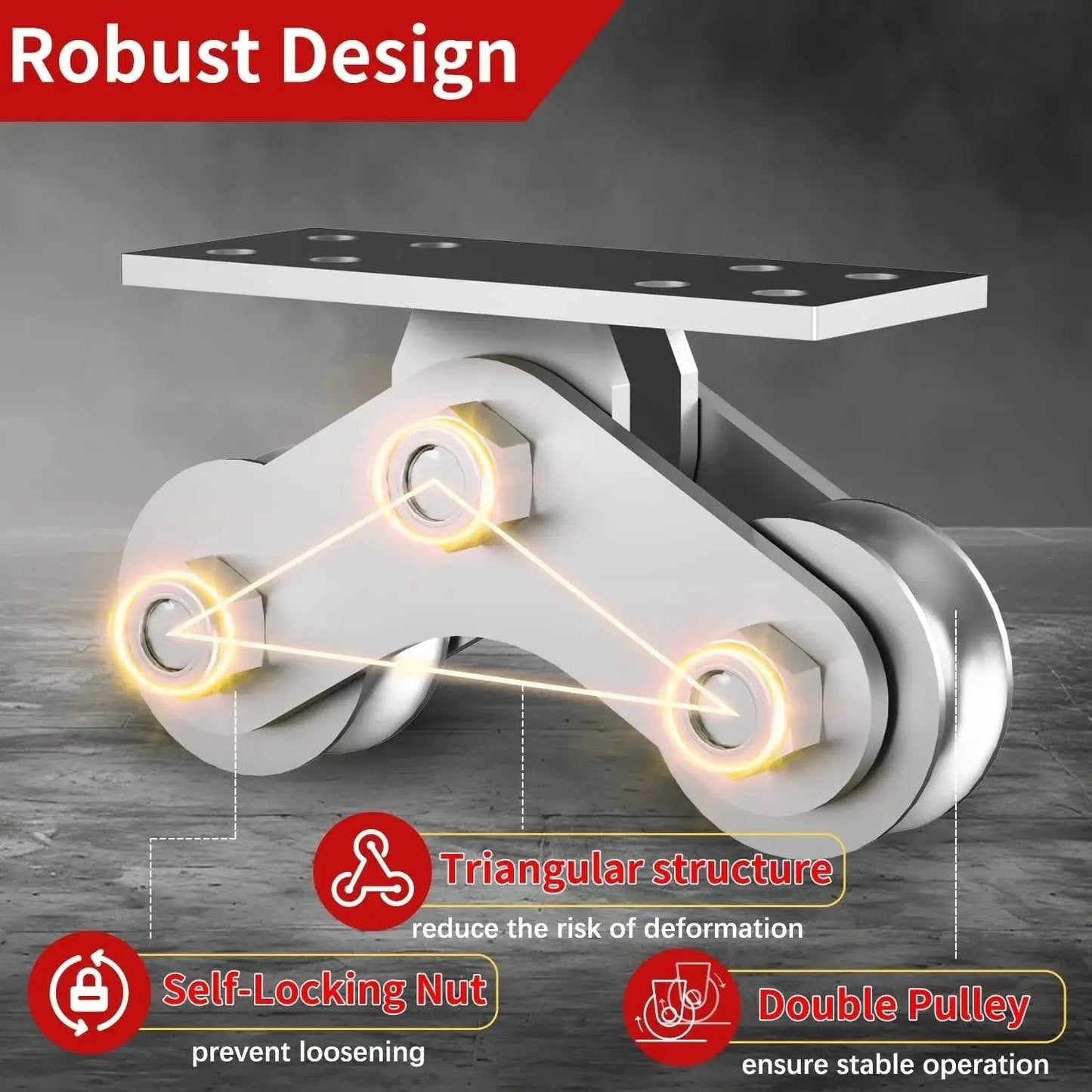 2 Inch Groove Wheel U Shaped Sliding Gate Caster Heavy Duty Detachable Stainless Steel 6600 Pound Capacity Double Pulley Track Wheel
