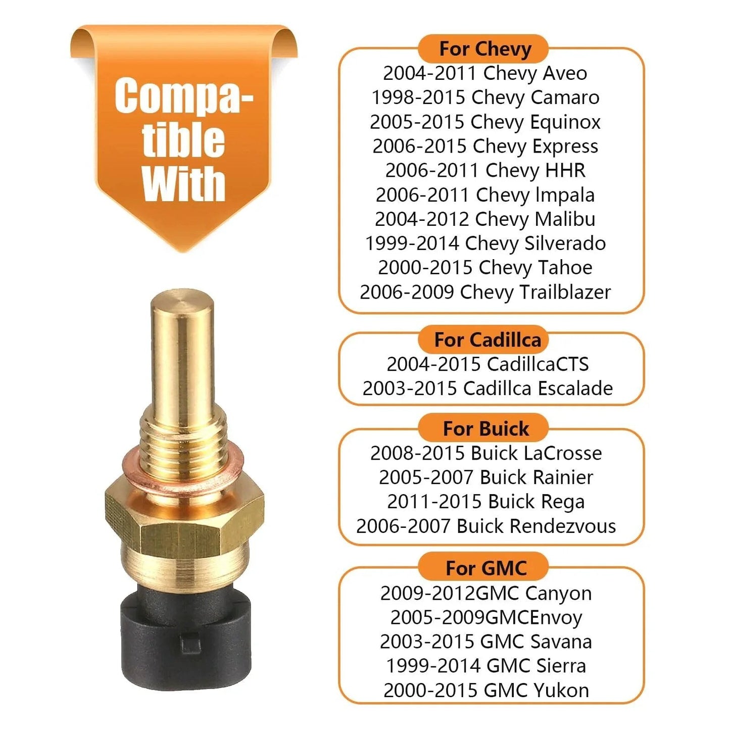 Engine Coolant Temperature Sensor Replacement For Delphi Vehicles ECT Sensor With Brass Body Direct Fit Plug And Play