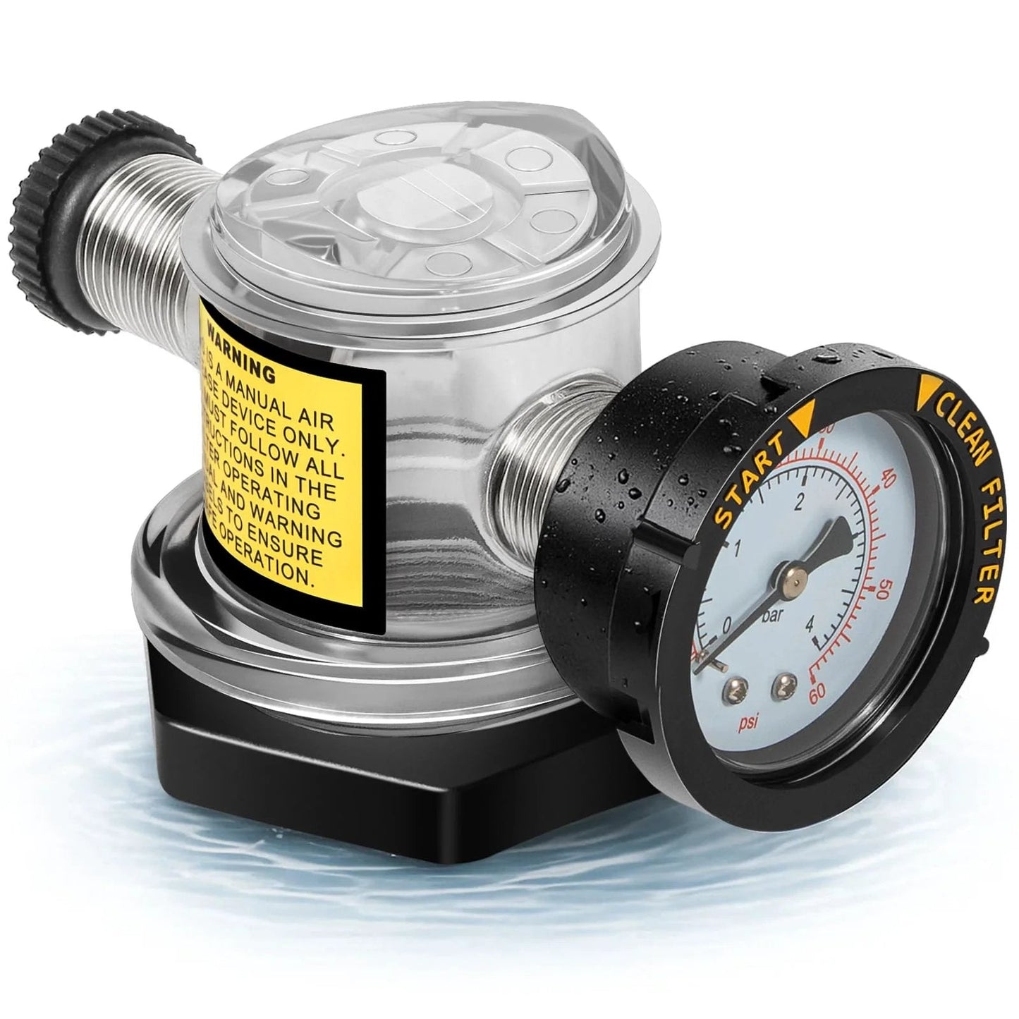 273564Z Manual Air Relief Valve With Pressure Gauge For Triton C TR100C TR140C Triton II Sand Filters Plug And Play Setup By Pentair Compatible With Clean And Clear Warrior EasyClean SMBW 4000 Pool And Spa DE Filter Systems