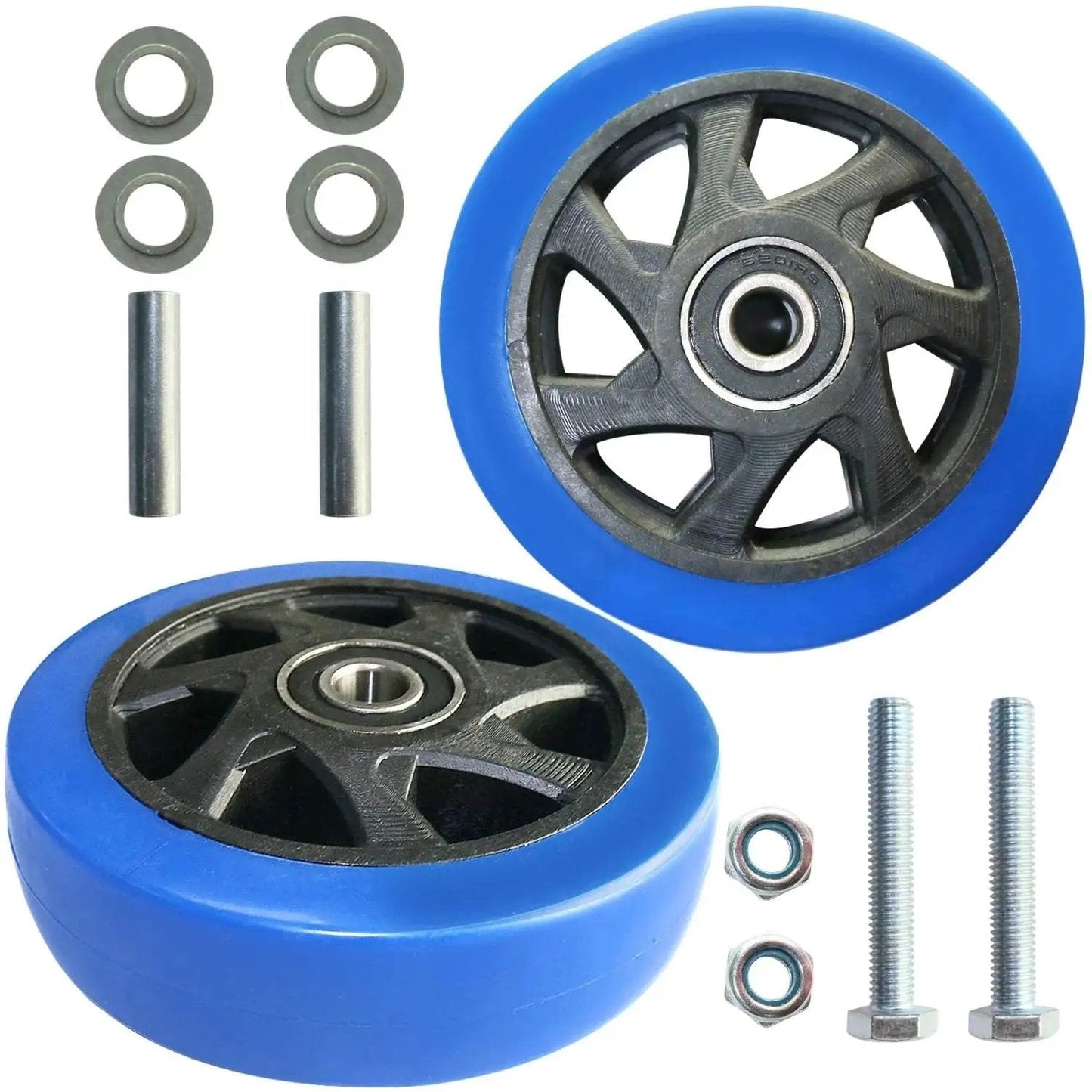 Heavy Duty PU Plate Caster Wheels Set Of 2 For Trolleys And Carts 4 Inch Diameter Blue Durable Replacement Luggage Wheels With 2.95 By 1.77 Inches