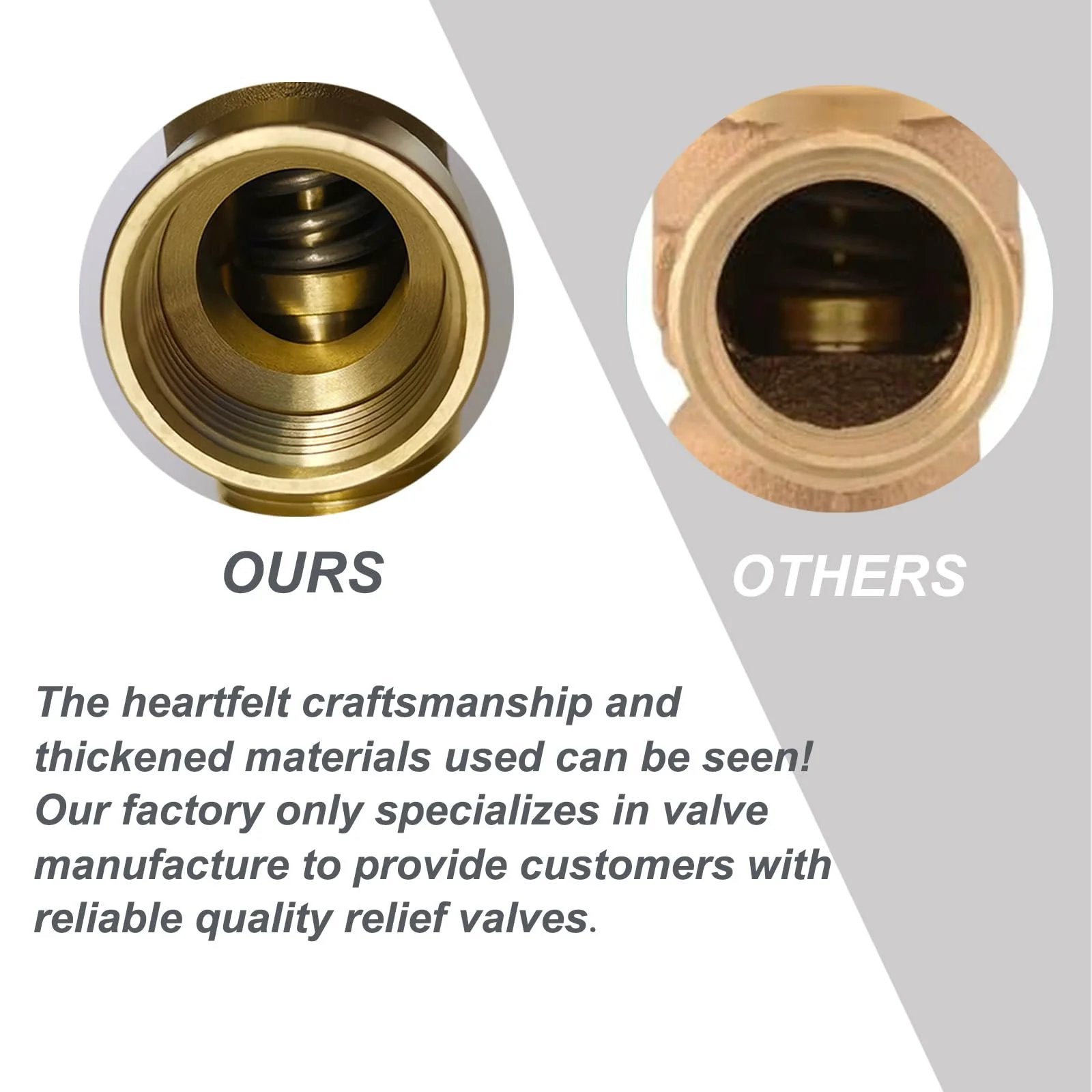 Comparison of Heavy Duty RV Water Heater Relief Valve With 210 Fahrenheit And 150 PSI Safety Relief Thickened Brass Body.