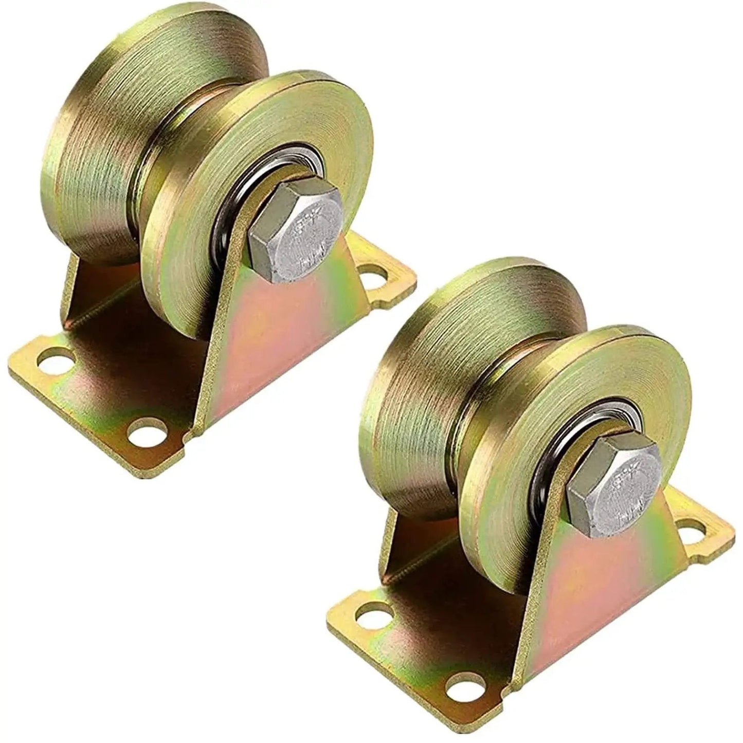 Heavy Duty 3 Inch V Groove Caster Wheels With Double Bearings For Industrial Machines Sliding Gates And Wire Rope Rails 2 Pack